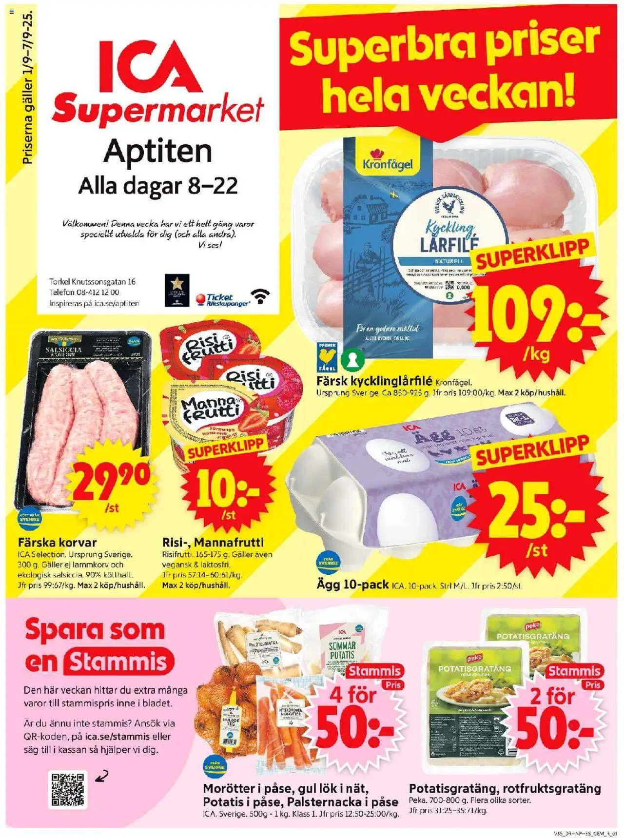 Aktuella reklamblad ICA Supermarket är giltig 01/09 2025 > Veckans Erbjudanden gäller från 01/09/2025 till 07/09/2025 sidnummer 1