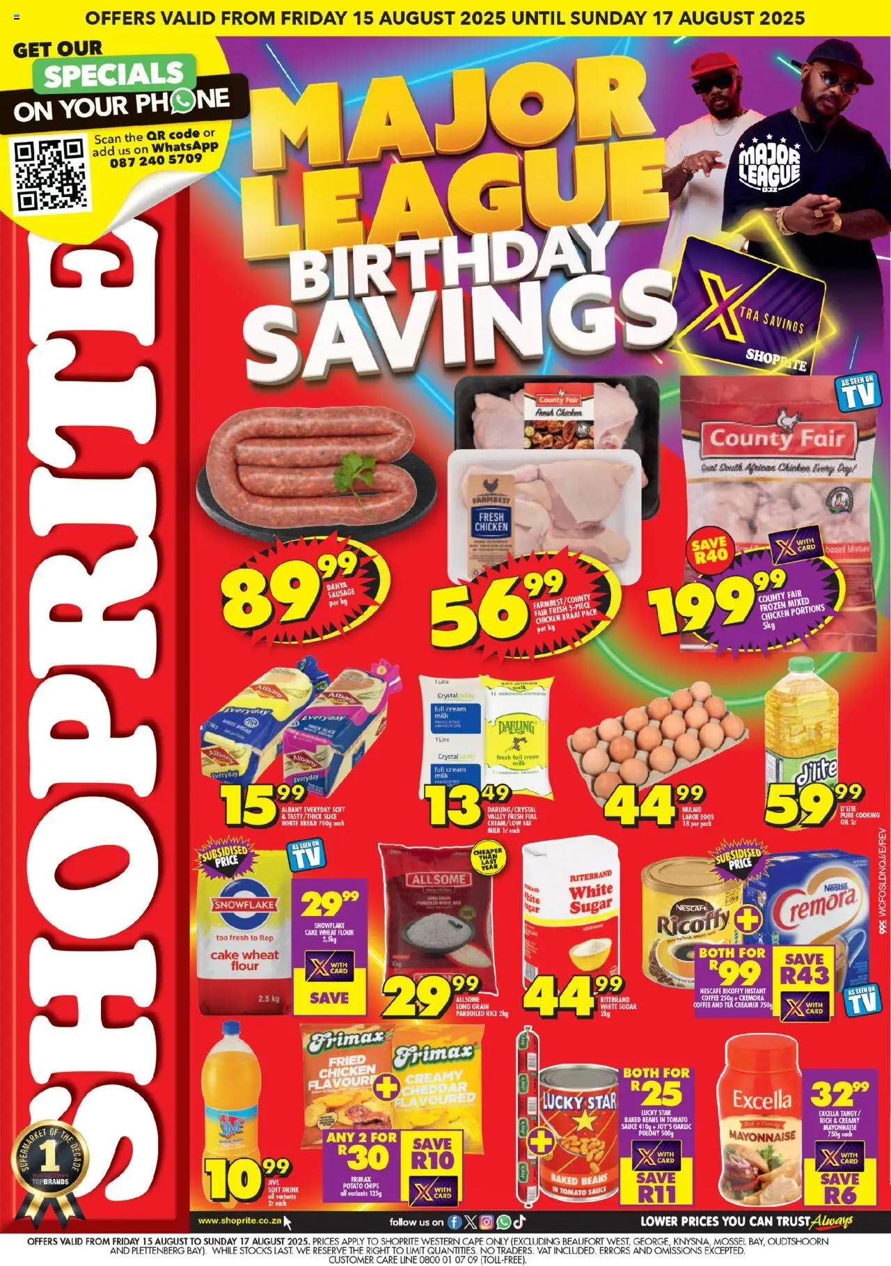 Shoprite Western Cape - Major League Deals 15/08 - 17/08/2025 >> Catalogue