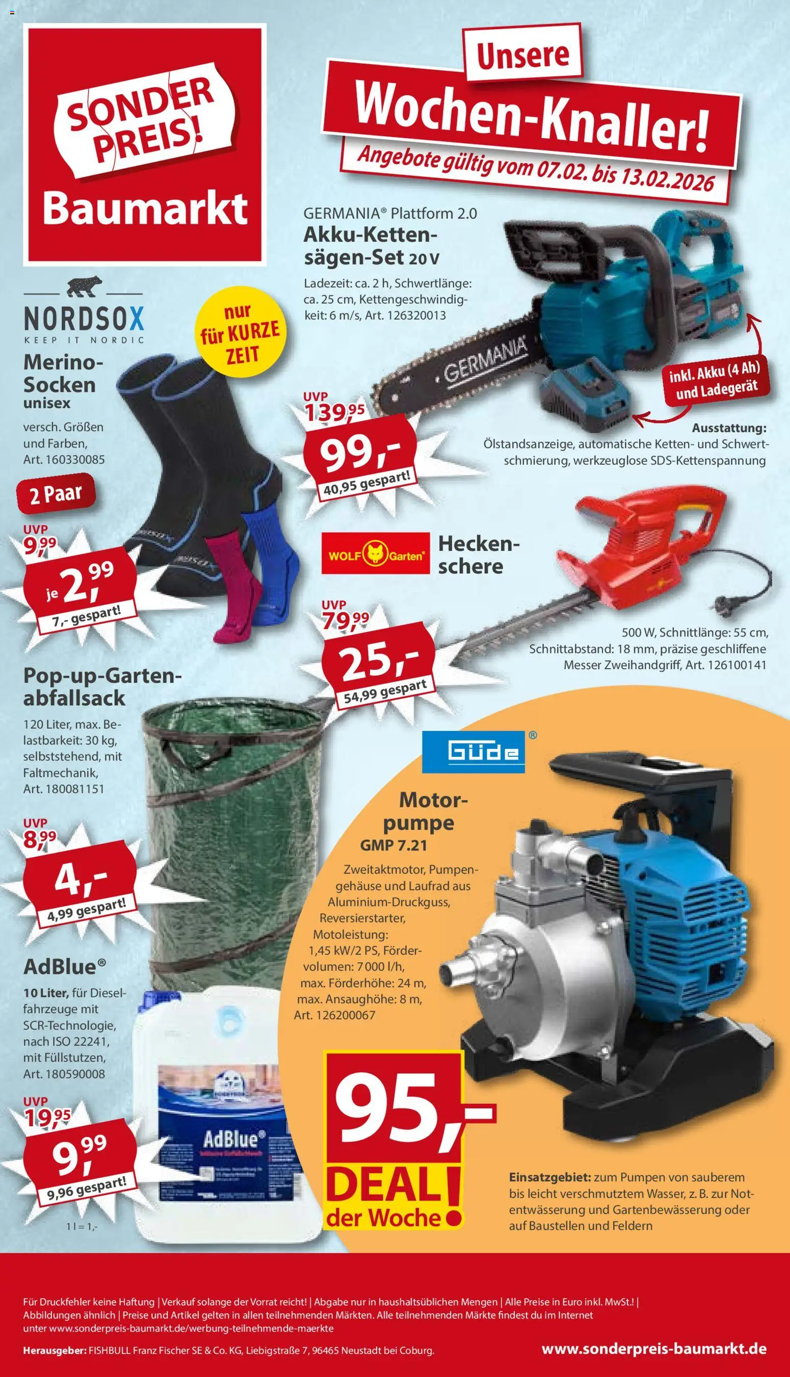 Vorschau von dem Prospekt des Geschäftes Sonderpreis Baumarkt, gültig ab dem 07.02.2026 - Socken, Ladegerät