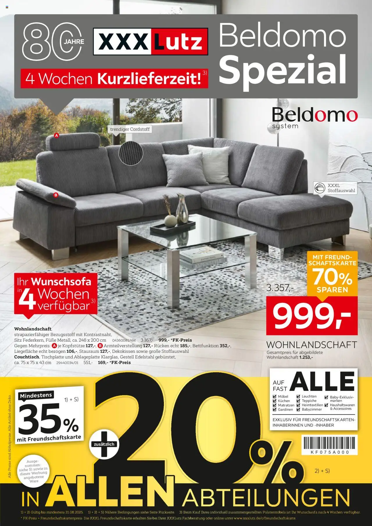 XXXL Lutz Beldomo Spezial (vom 18.08.2025 - 31.08.2025) - Kuchen, Wohnlandschaft