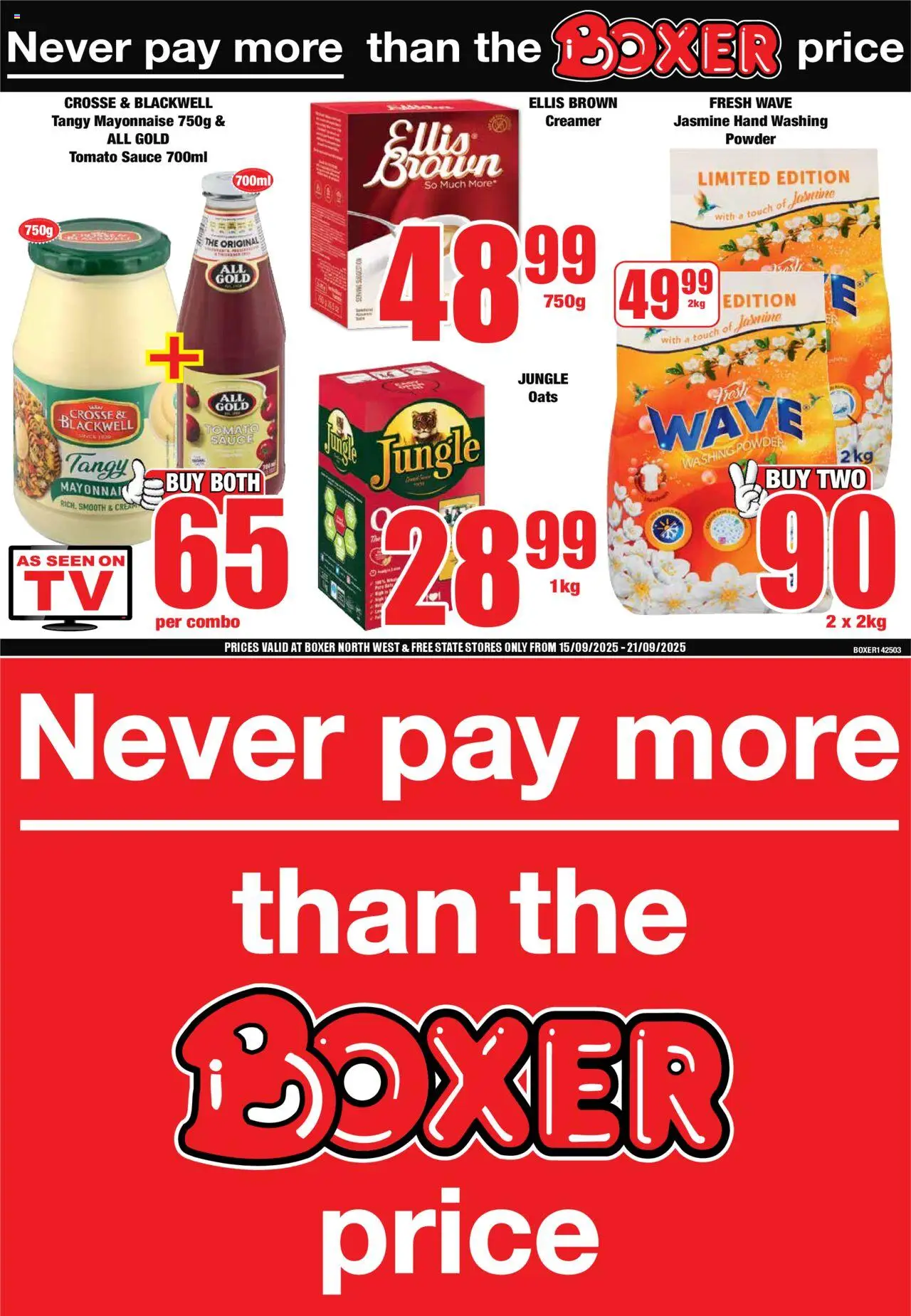 Boxer Free State, Northern Cape, North West - Weekly Specials from 15/09 - 21/09/2025 > Promotions
