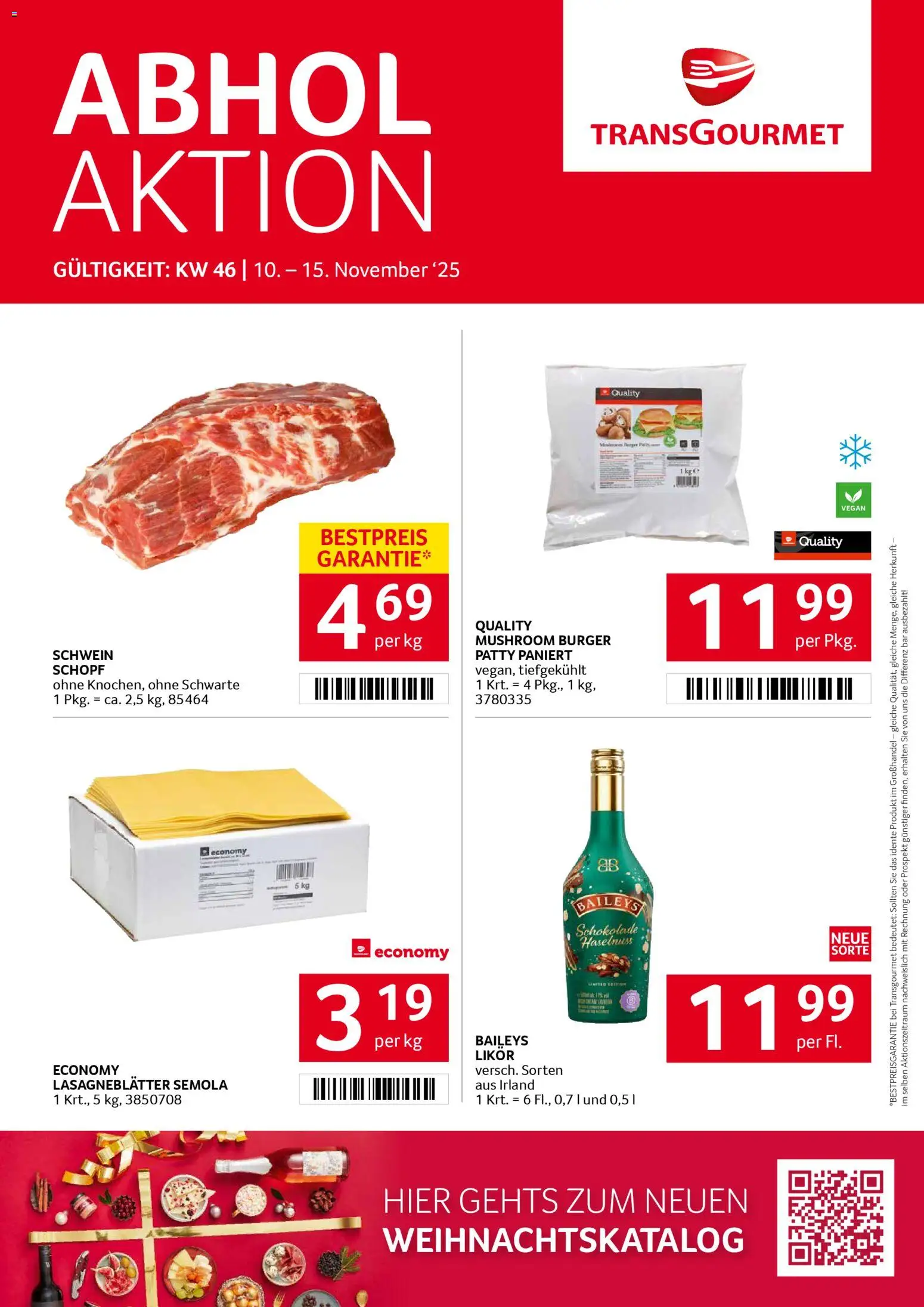 Vorschau der Angebote: Transgourmet Flugblatt gültig ab 10.11.2025 - Burger, Schokolade