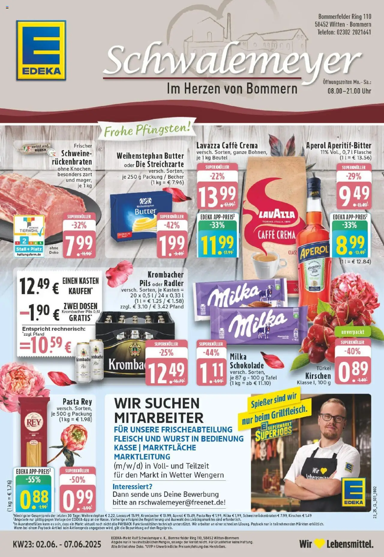 EDEKA Prospekt ab 01.06.2025 - Prospekt Witten-Bommern Online - Butter, Wurst, Spaghetti, Milka schokolade, Fleisch, Kirschen, Lavazza, Weihenstephan butter