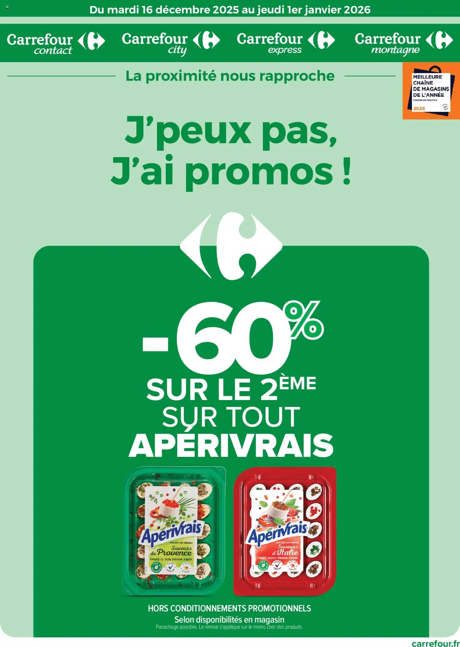 Prévisualisation de J'peux pas, j'ai promos, du mardi 16 décembre du magasin Carrefour contact formulaire valide 16/12/2025