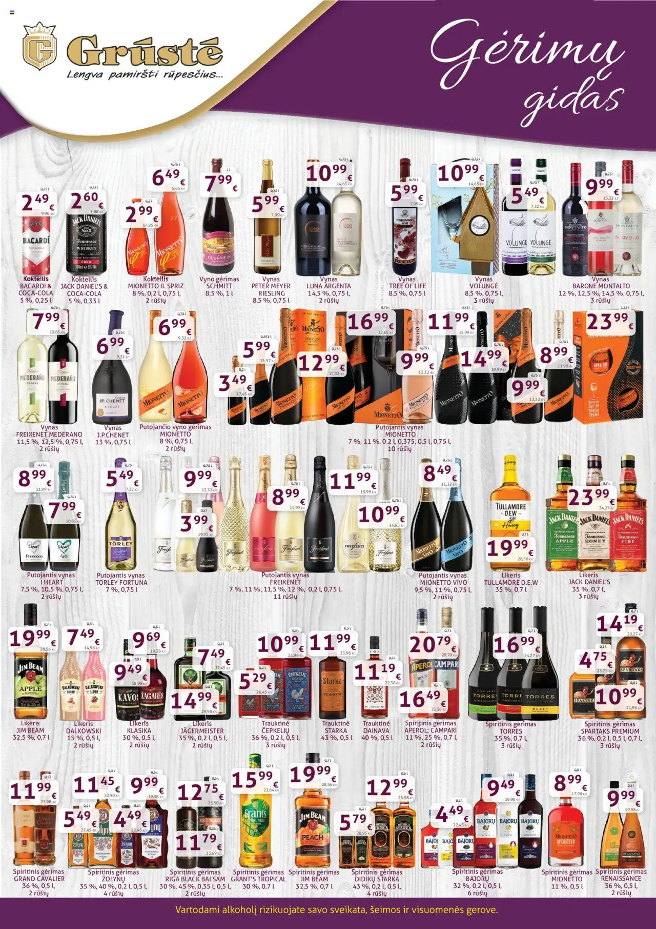 GRUSTE leidinys galioja nuo 2025.09.11 – puslapio numeris 1 - Vynas, Jägermeister