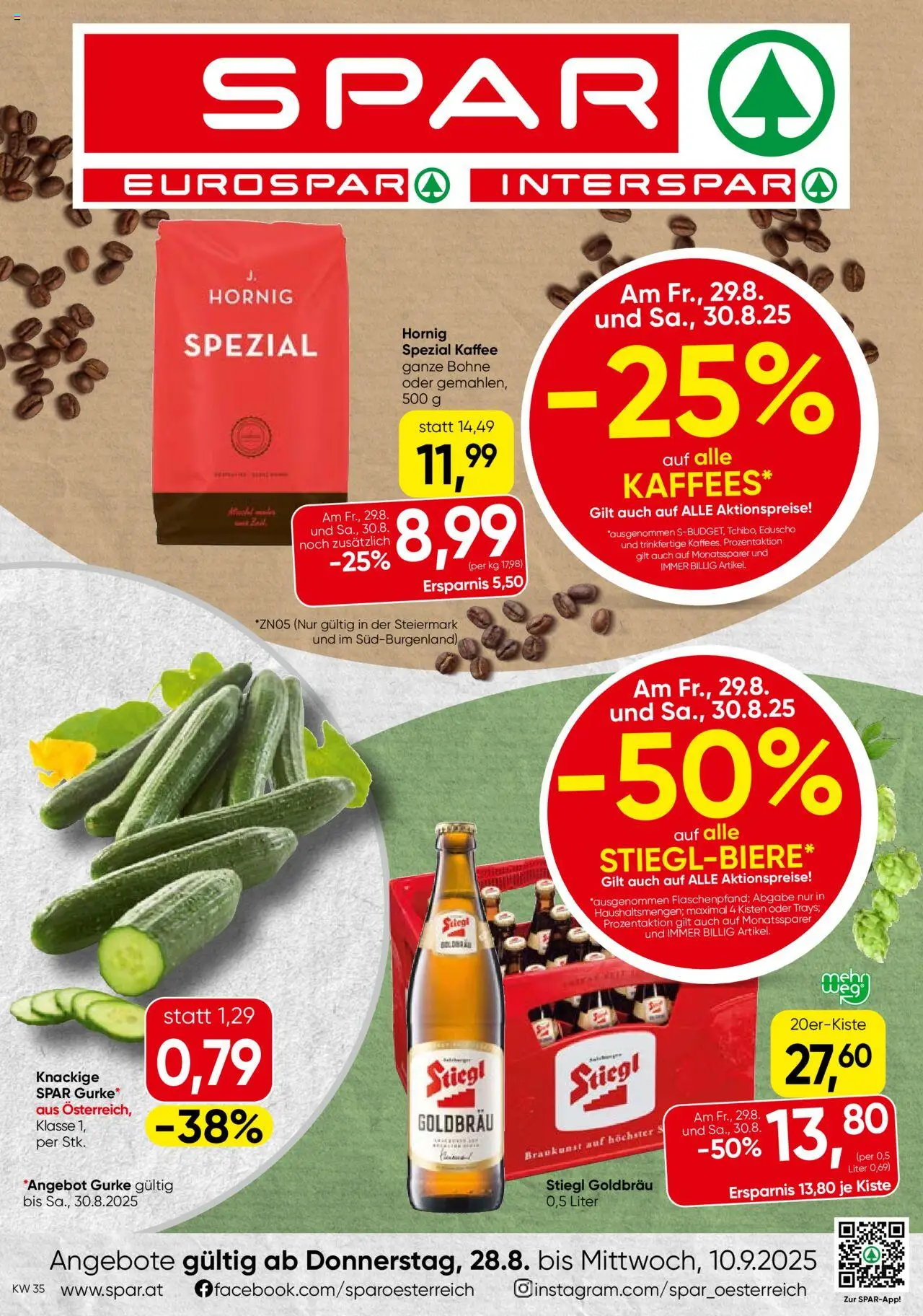  SPAR Flugblatt 28.08.2025 - Prospekt "Steiermark" - Seite 1