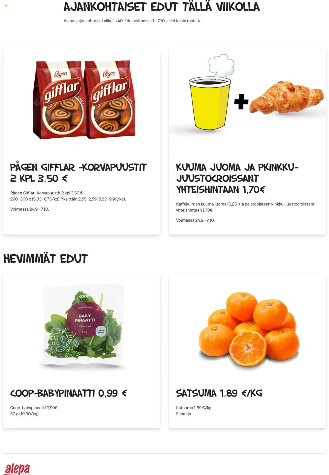 Alepa-kaupan Tarjoukset voimassa 01/10/2025 - Sivulla 1