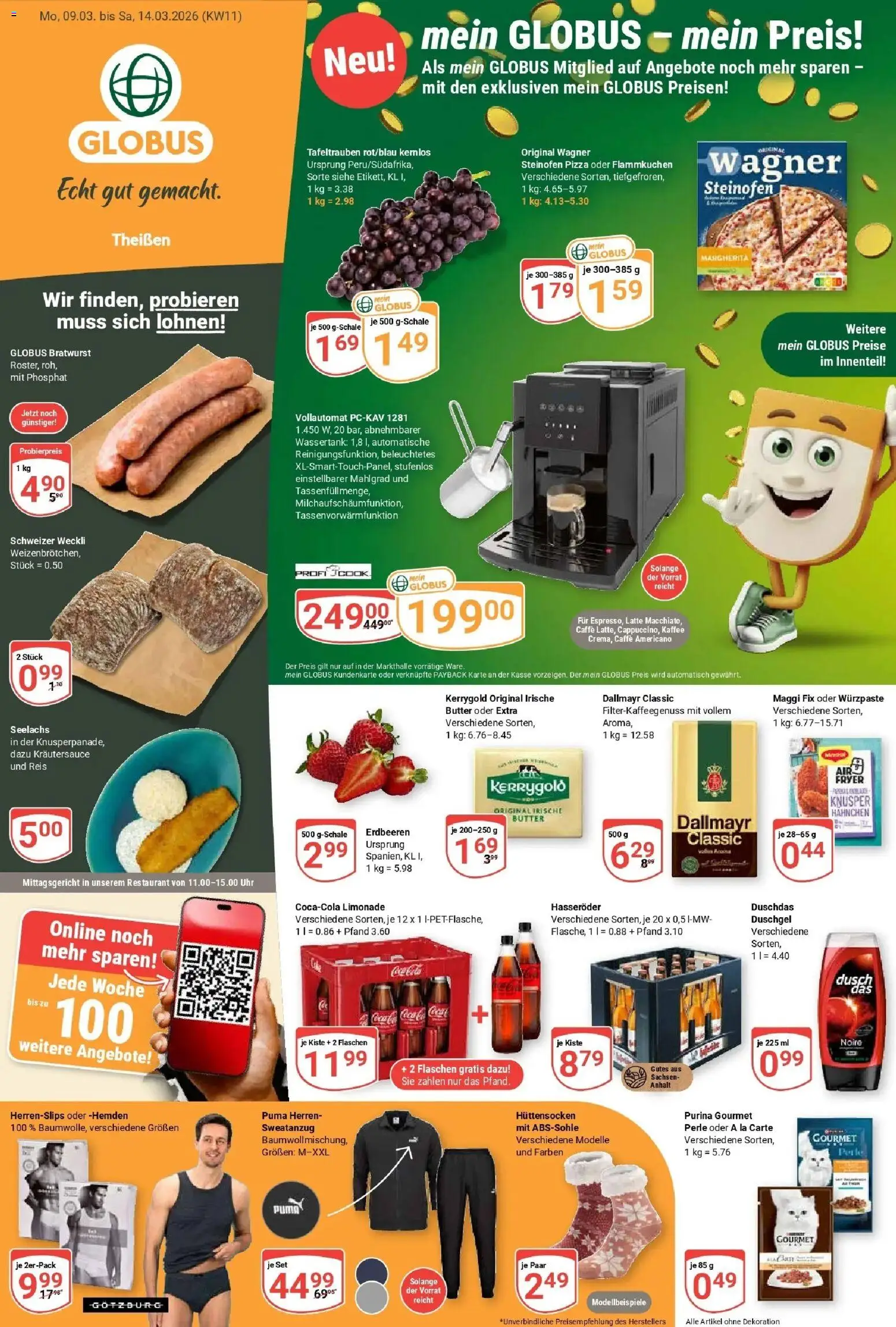 Vorschau von dem Prospekt des Geschäftes Globus, gültig ab dem 09.03.2026 - Kaffee, Butter, Erdbeeren, Maggi, Dallmayr, Duschgel, Maggi fix, Duschdas