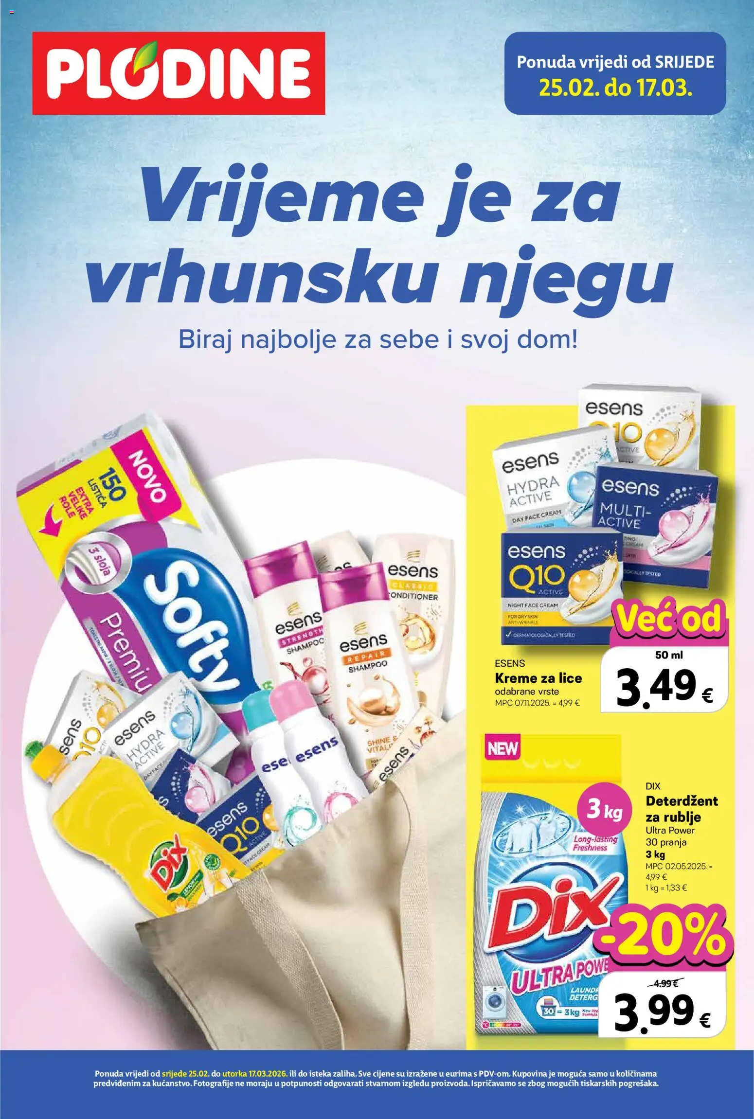 Pregled letka Katalog trgovine Plodine vrijedi od 25.02.2026 - Role, Deterdžent, Deterdžent za rublje
