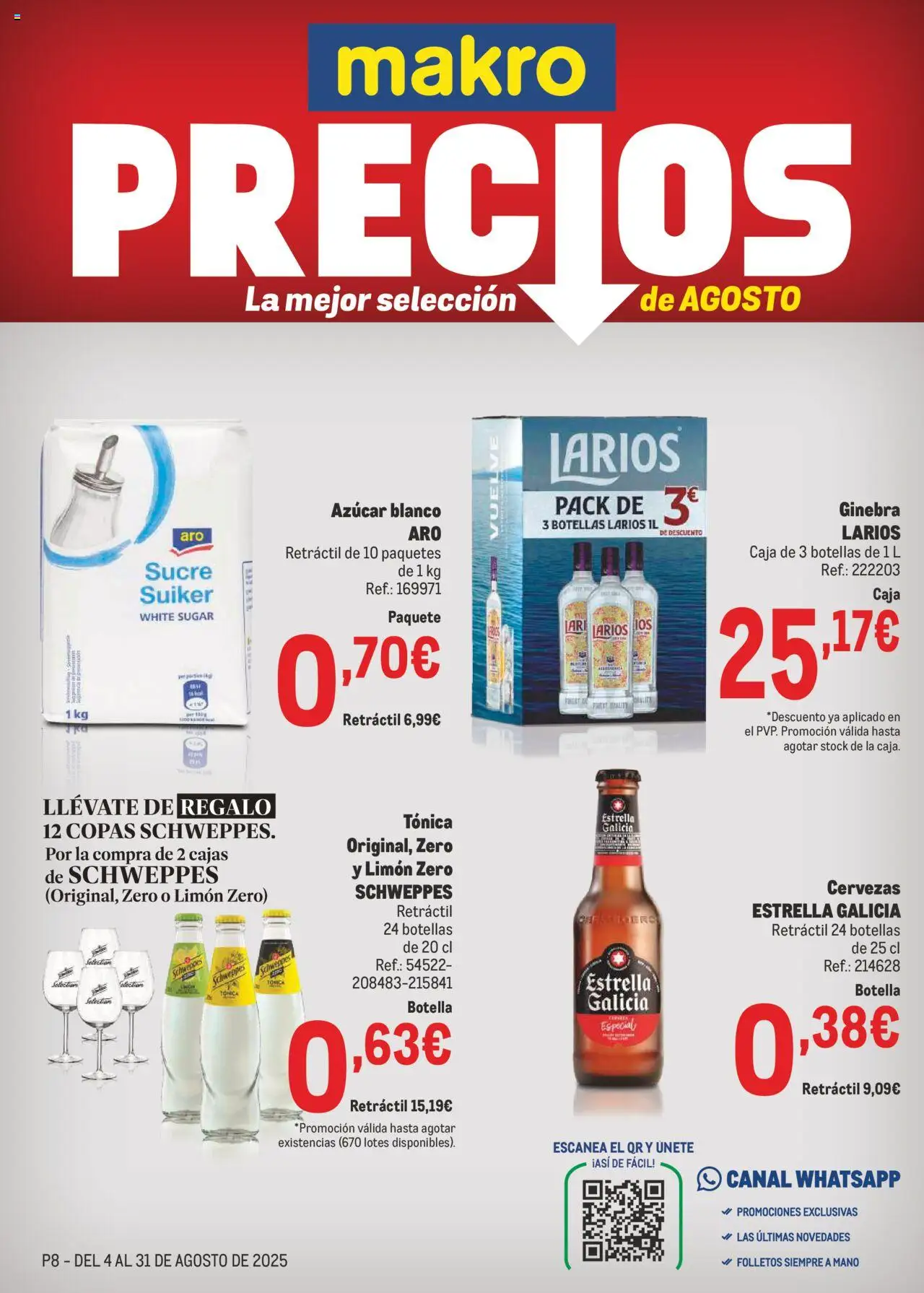 Makro Precios Norte > 04/08 - 31/08/2025 > Ofertas - Ginebra, Azúcar, Limón, Caja, Tónica