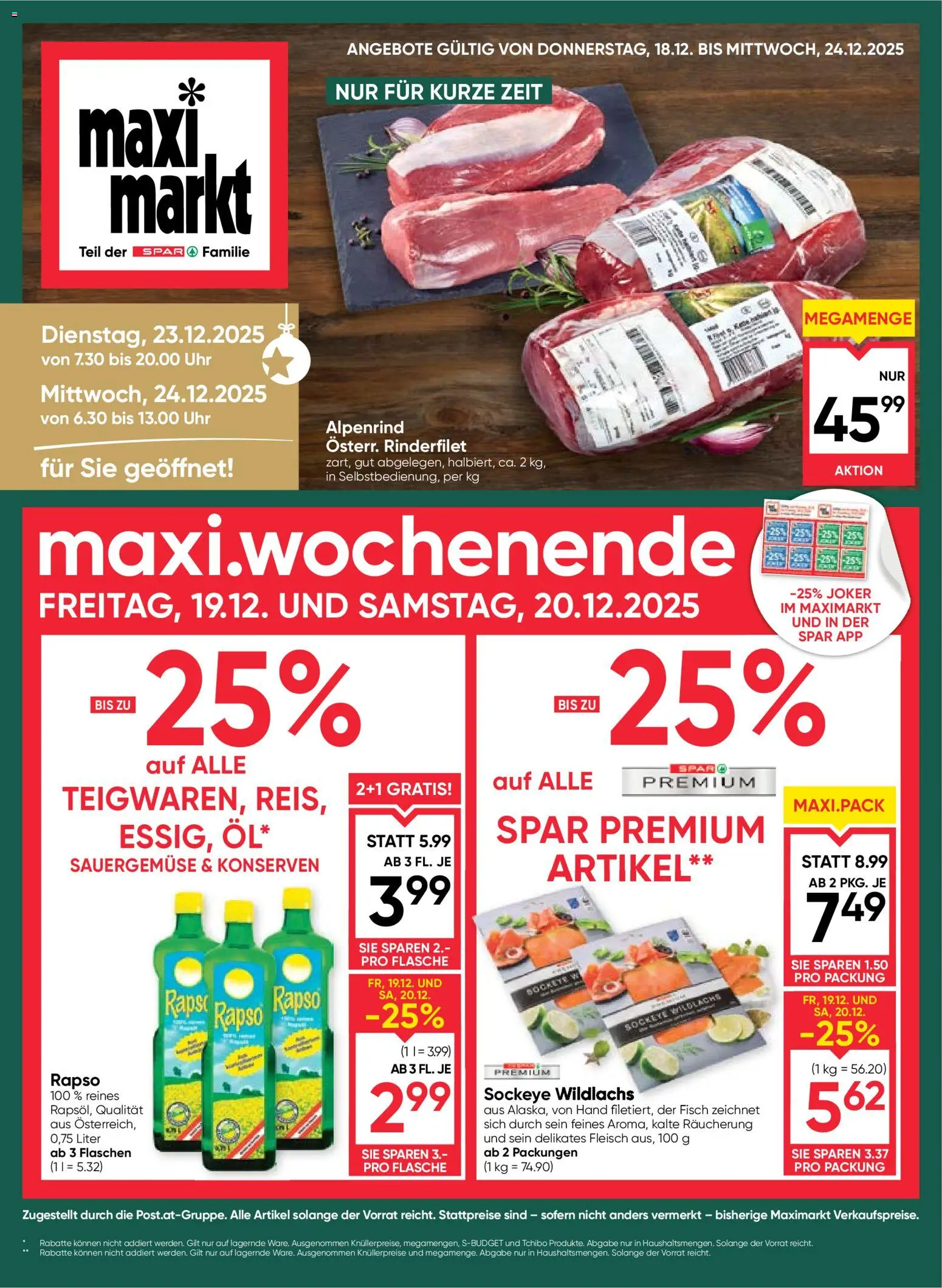 Vorschau der Angebote: Maximarkt Flugblatt gültig ab 18.12.2025 - Uhr, Fisch, Rinderfilet
