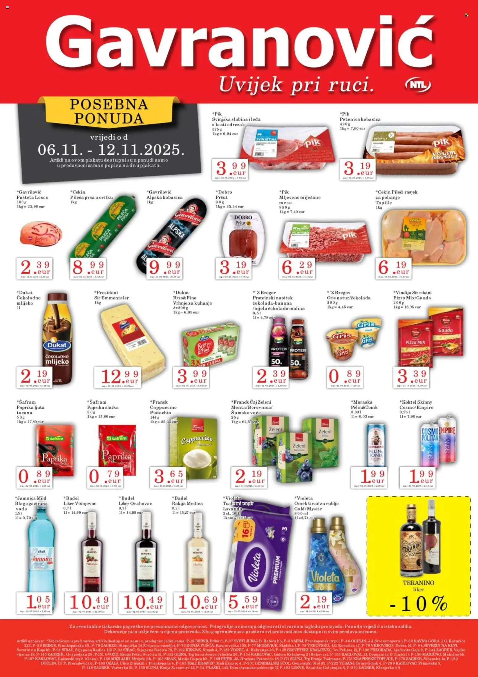 Pregled letka Katalog trgovine Gavranović vrijedi od 06.11.2025