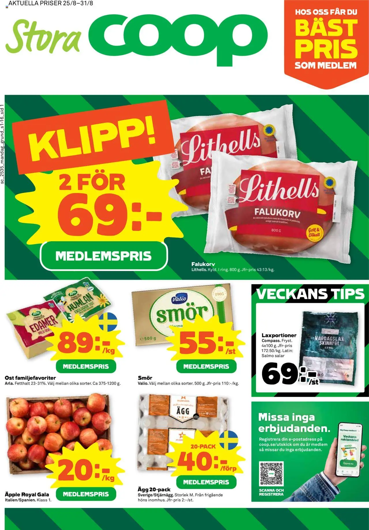 Boden är giltig 25/08 2025 > Veckans Erbjudanden gäller från 25/08/2025 till 31/08/2025 sidnummer 1