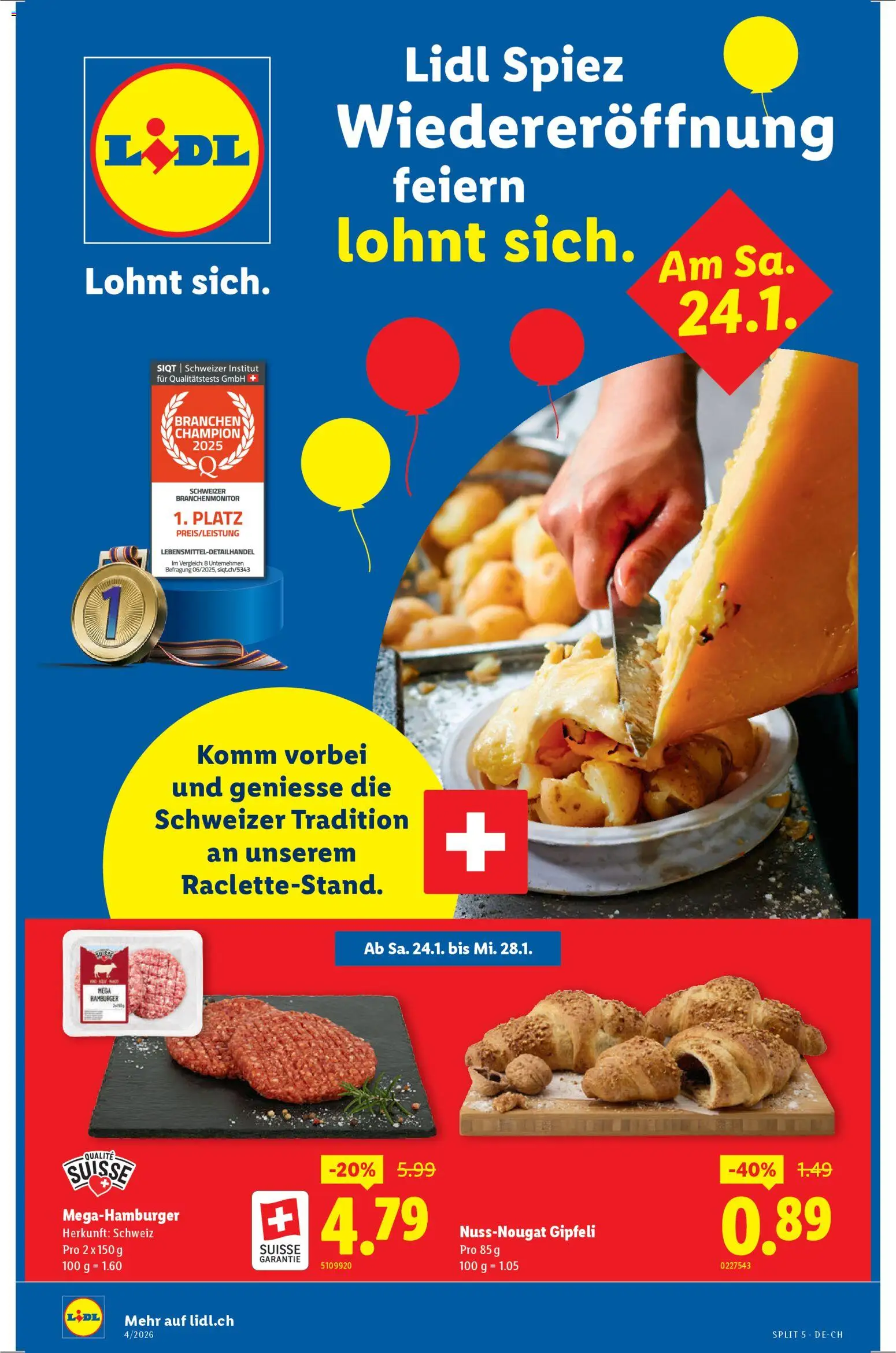 Vorschau des Merkblatts Aktionen Wiedereröffnung Spiez vom Shop Lidl gültig von 24.01.2026 bis 28.01.2026