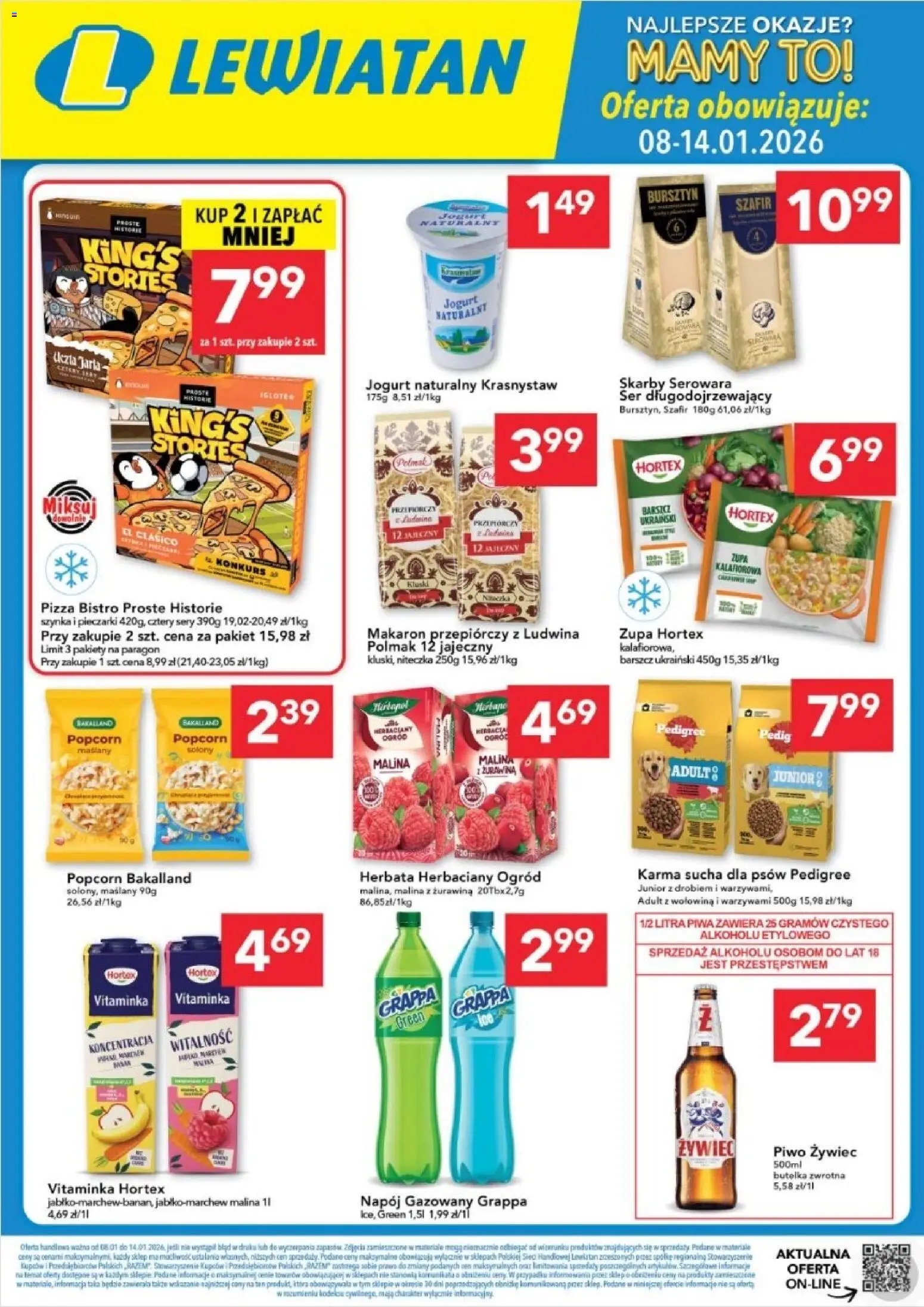 Pogląd gazetki "Lublin" ze sklepu Lewiatan ważnej od 08.01.2026 - Pizza, Zupa, Popcorn, Wołowina, Szynka, Grappa, Jogurt, Pedigree