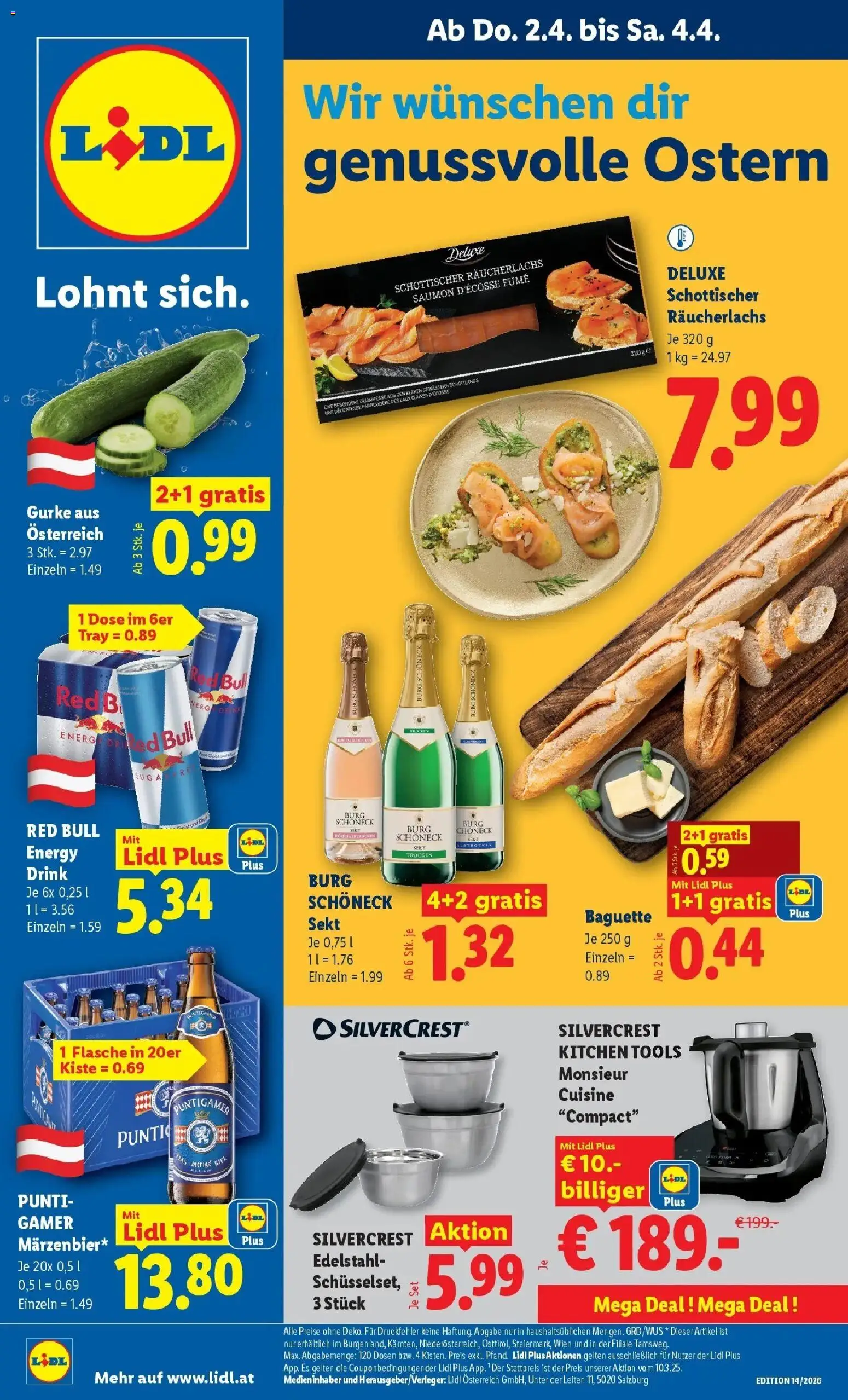Vorschau der Angebote: Lidl Lidl Flugblatt - Wien, Langenzersdorf, Zwettl gültig ab 02.04.2026 - Baguette, Gurke