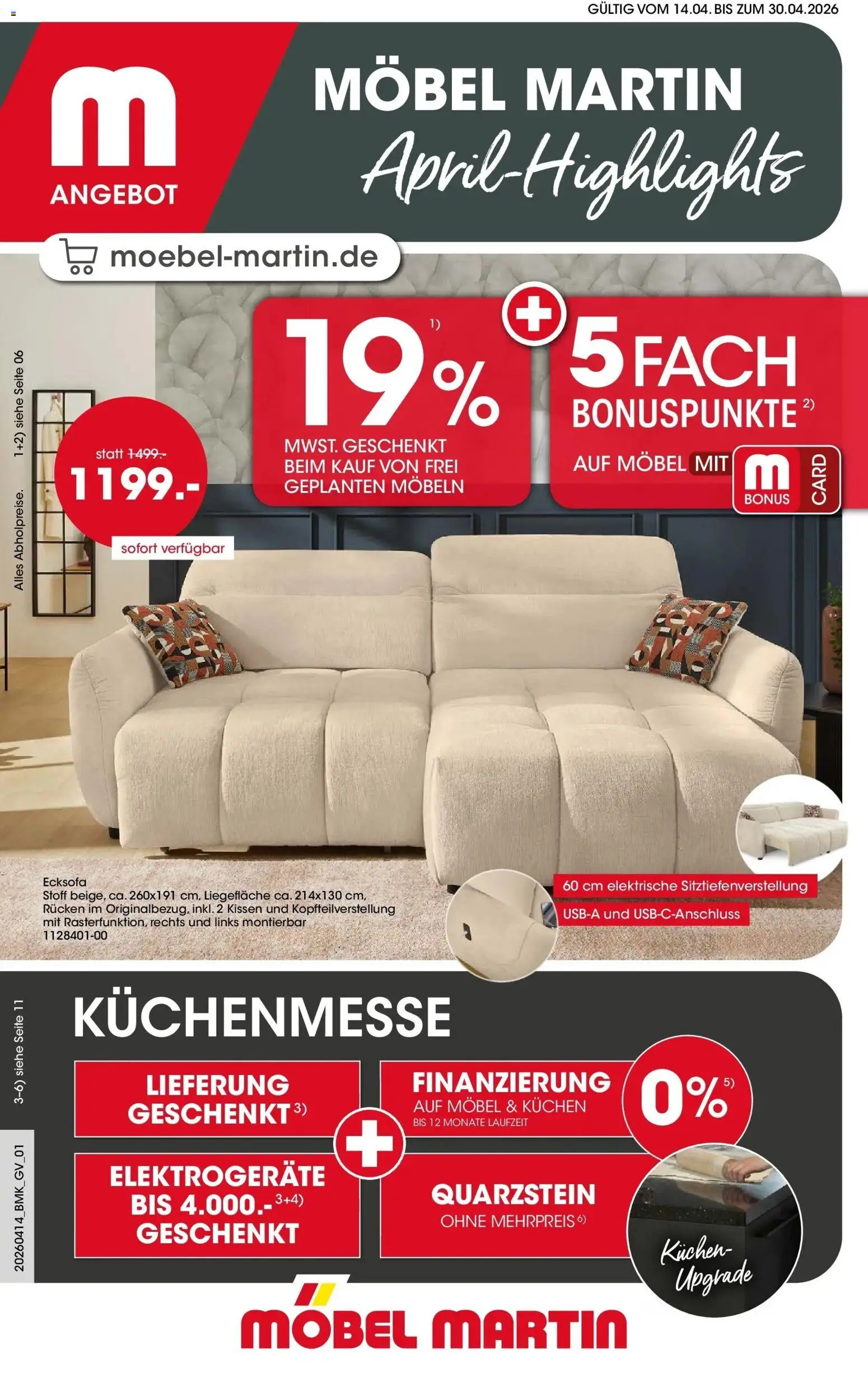 Vorschau von dem Prospekt des Geschäftes Möbel Martin, gültig ab dem 14.04.2026