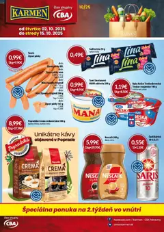 Náhľad KARMEN CBA letáku platného od 02.10.2025