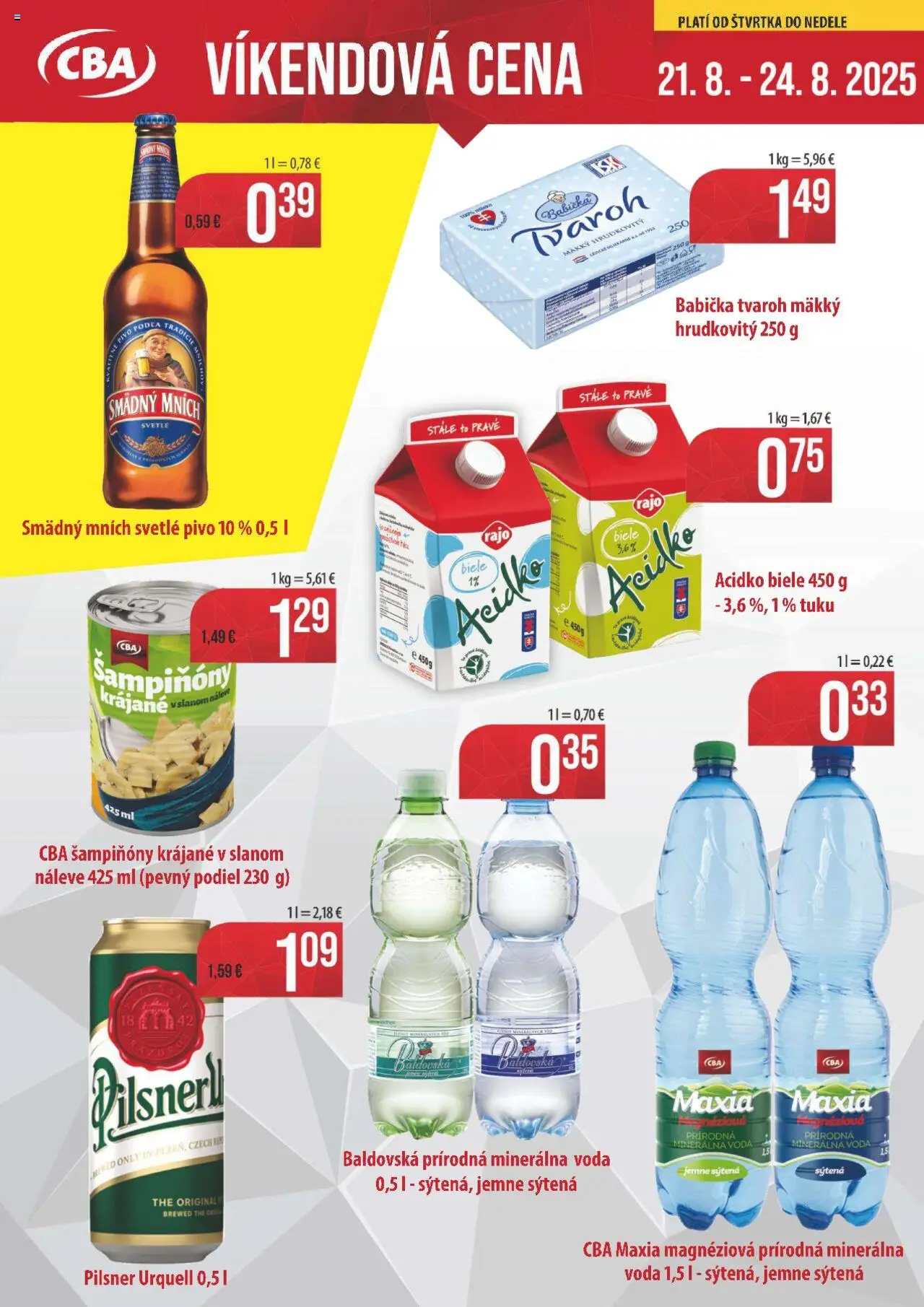 Nitrazdroj Víkendové ceny CBA (21.08. - 24.08.2025) - Akčná ponuka