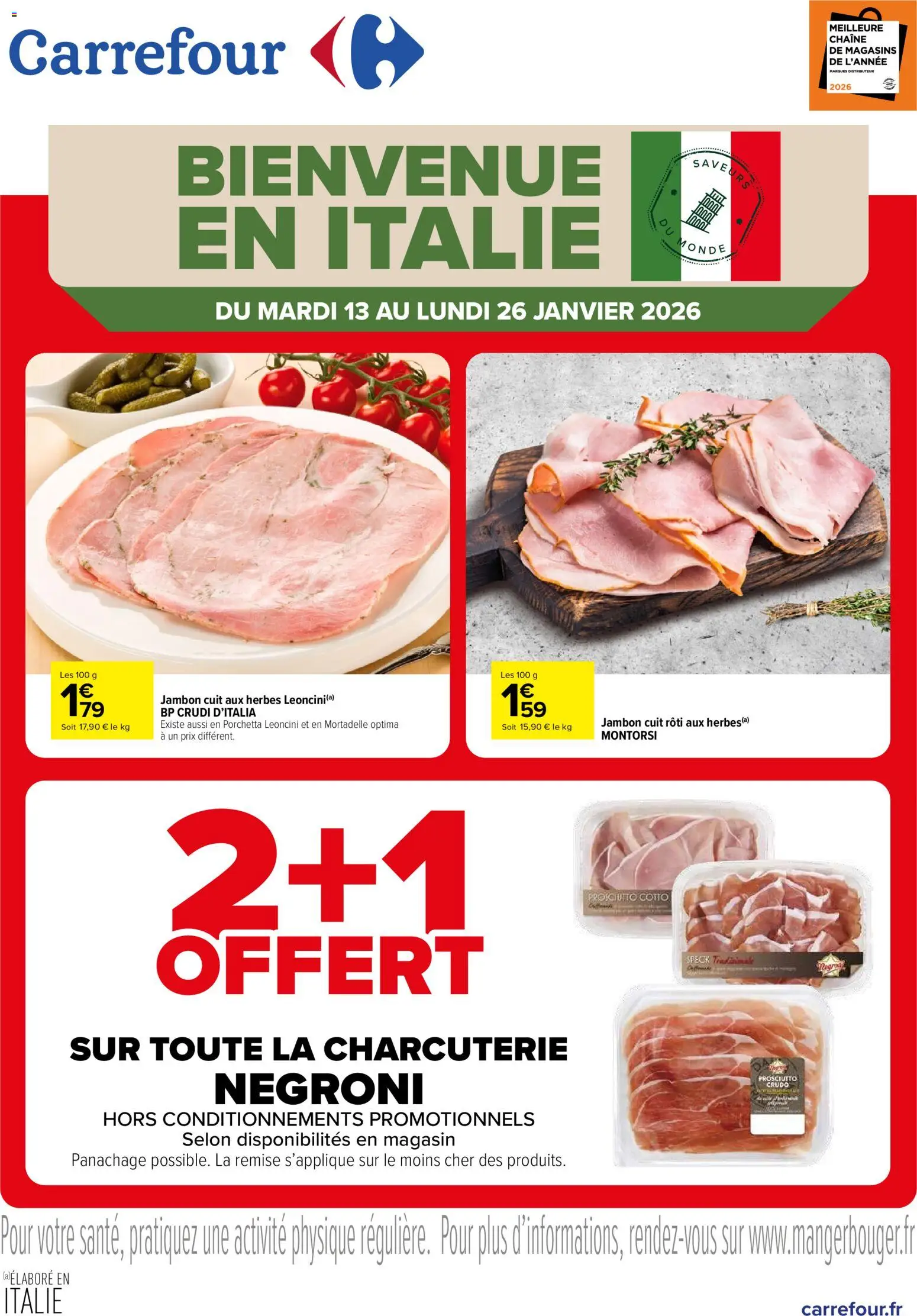 Prévisualisation de Bienvenue en Italie du magasin Carrefour formulaire valide 13/01/2026