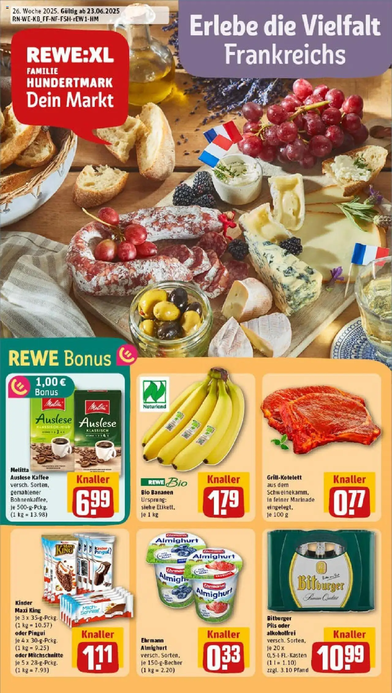 REWE Prospekt ab 22.06.2025 nächste Woche - Prospekt Emmelshausen - Kaffee, Bananen, Bitburger, Melitta, Pils, Ehrmann almighurt