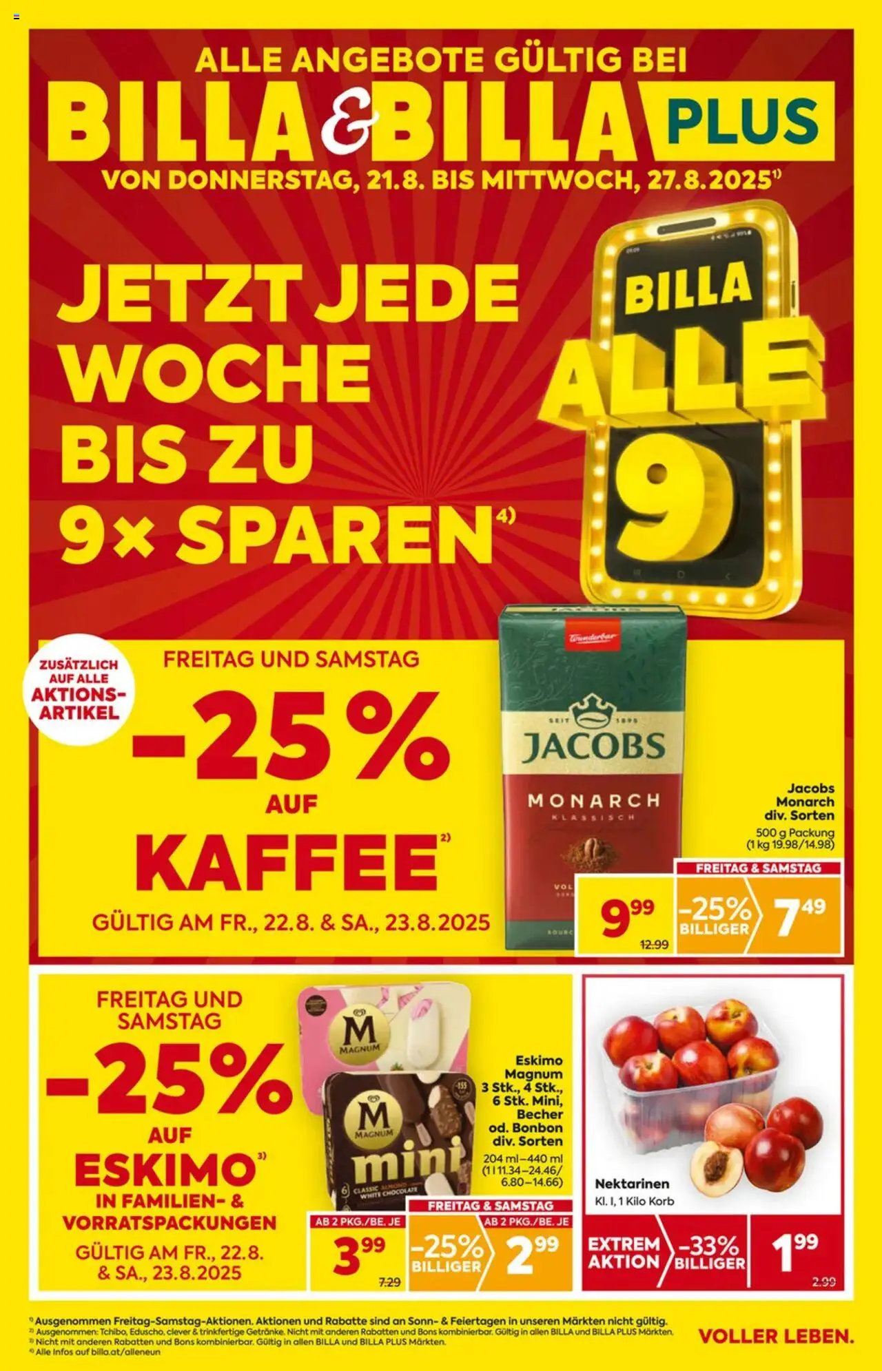  BILLA Flugblatt ab 21.08.2025 vorschau >> Prospekt aktuell - Seite 1