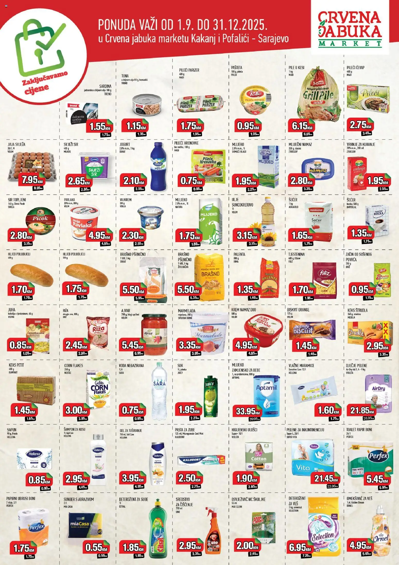 Pregled letka Zaključavamo cijene trgovine Crvena jabuka vrijedi od 2025.09.01