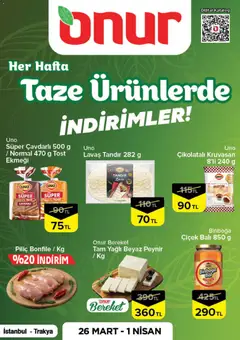 Onur Market Onur Market - Taze Ürünlerde İndirimler - İstanbul & Trakya 26.03.2026 - Broşürünün önizlemesi