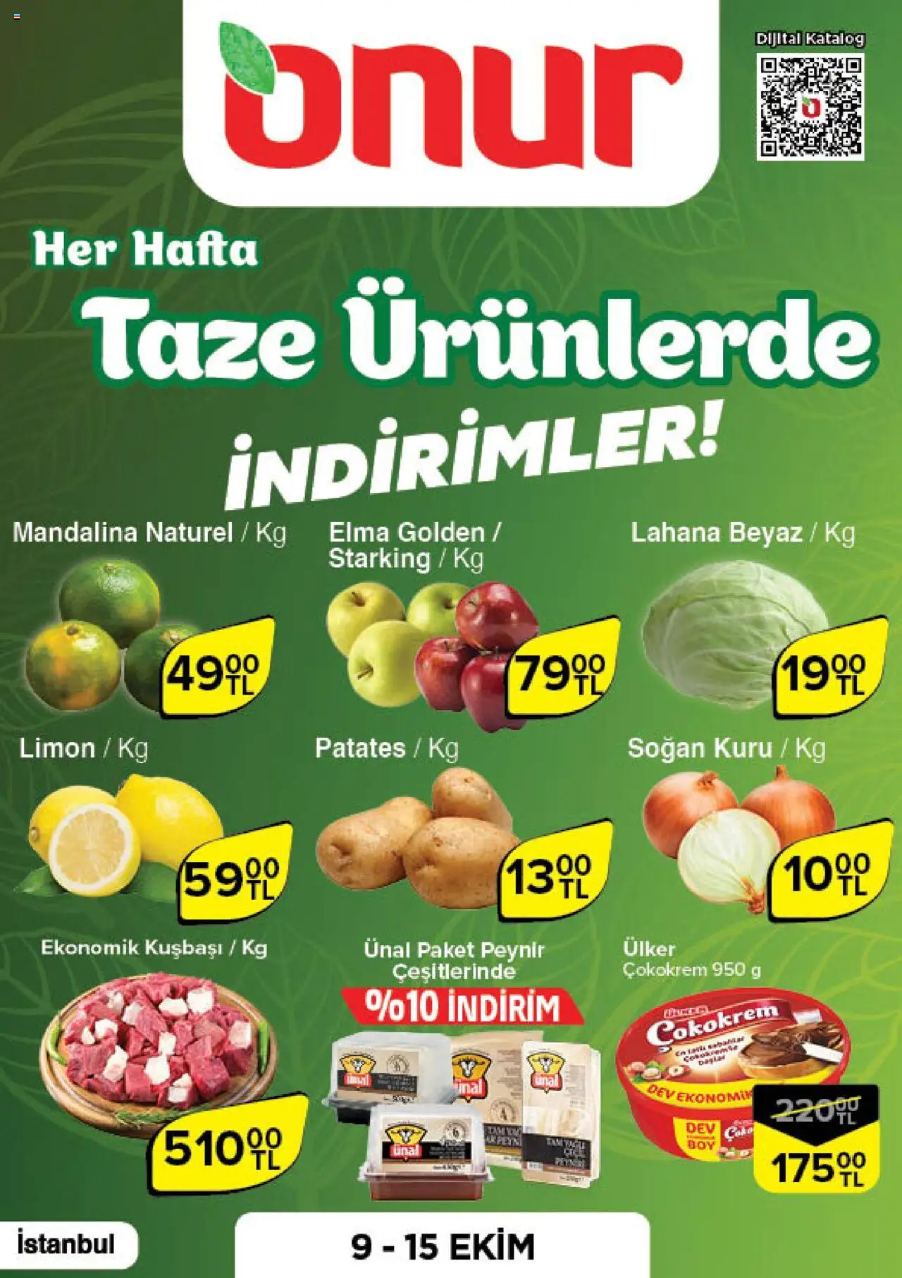 ONUR MARKET Taze Ürünlerde İndirimler - İstanbul (09 Ekim 2025) - Indirim, Broşür - Sayfa numarası 1