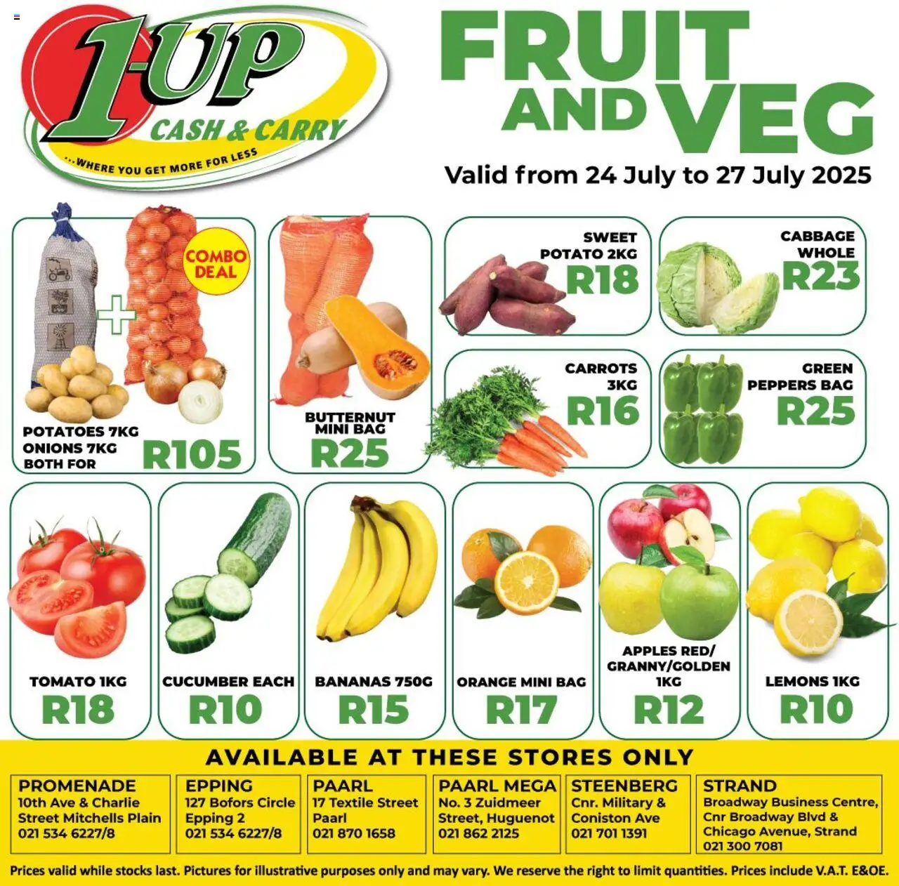 1UP Cash & Carry Fruit & Veg Specials from 24/07 - 27/07/2025 > Promotions