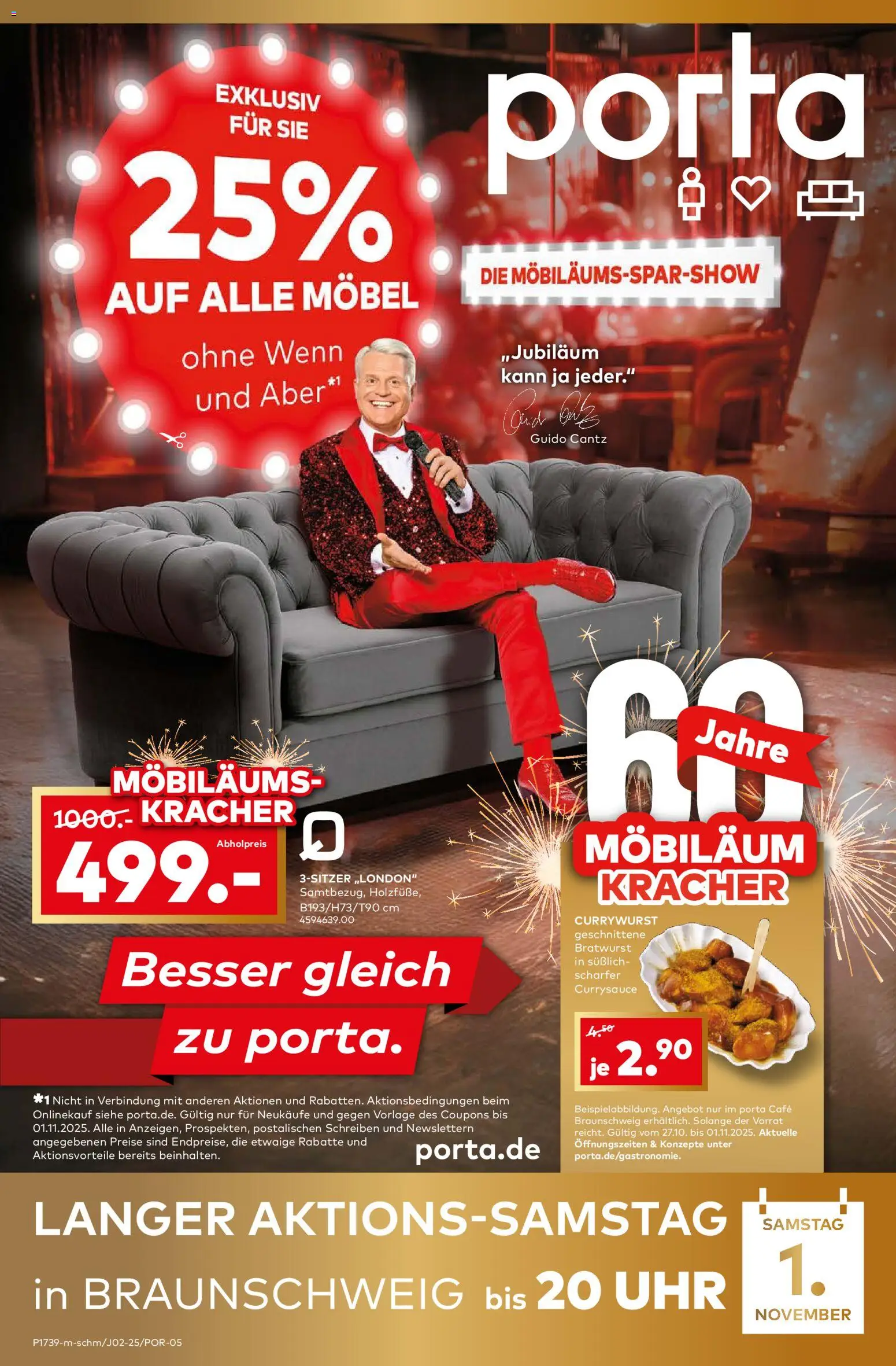 Porta! Möbiläums-Spar-Show mit Guido Cantz und 25% auf ALLE Möbel - Braunschweig (vom 27.10.2025 - 02.11.2025)