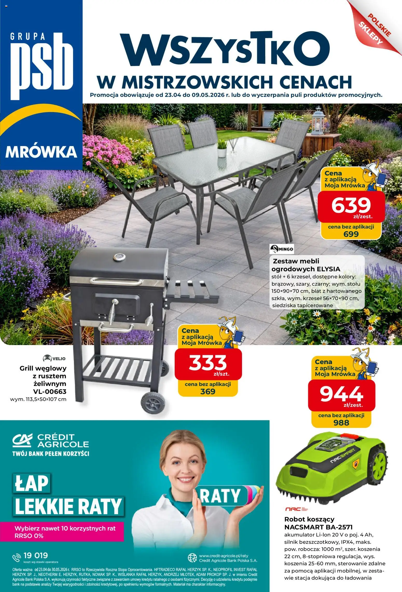 Pogląd gazetki "Mrówka gazetka - Elbląg" ze sklepu Mrówka ważnej od 23.04.2026 - Grill, Zestaw mebli ogrodowych, Robot, Stół