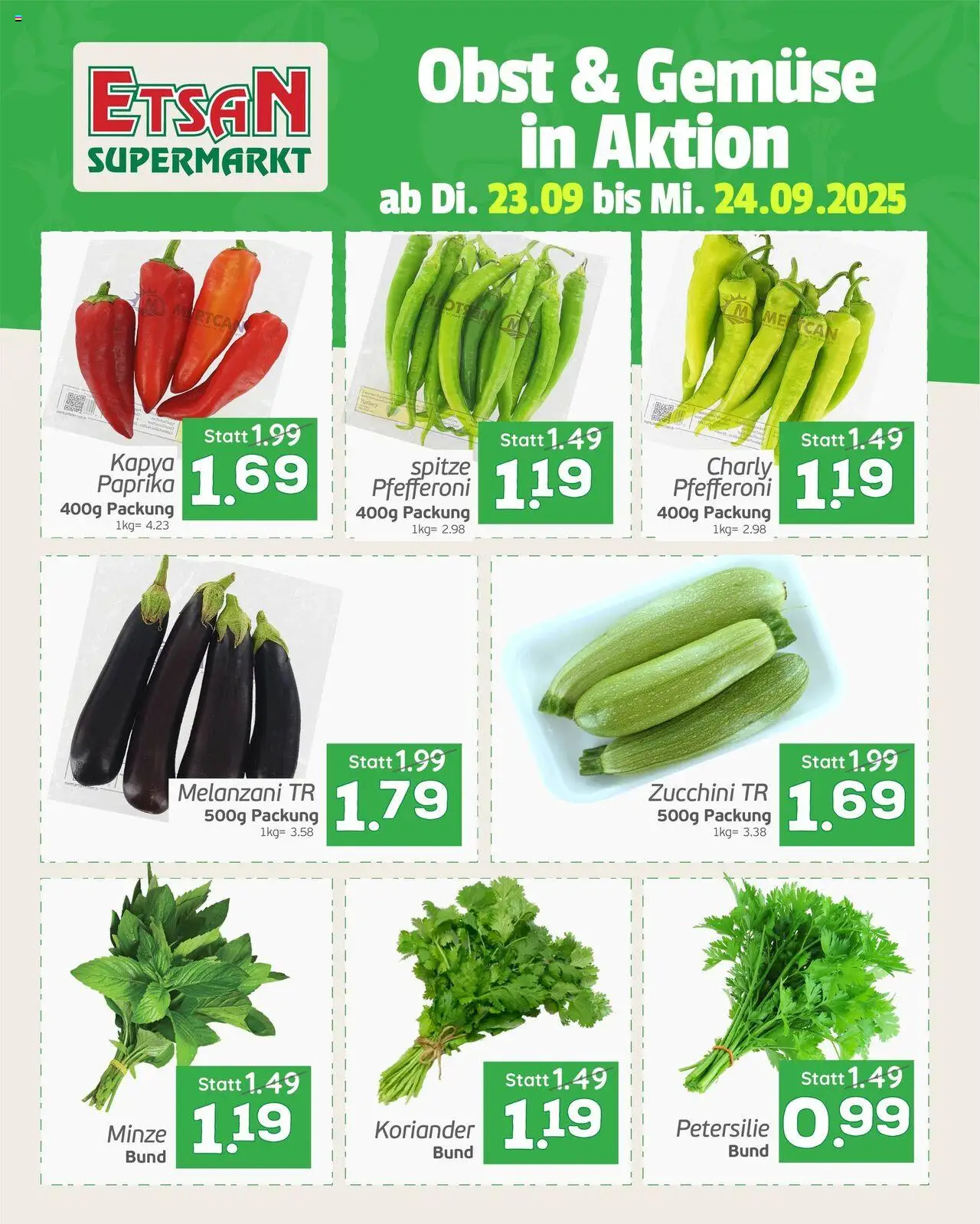  ETSAN Obst & Gemüse ab (23.09.2025 - 24.09.2025) - Seite 1 - Zucchini, Gemüse, Petersilie, Obst