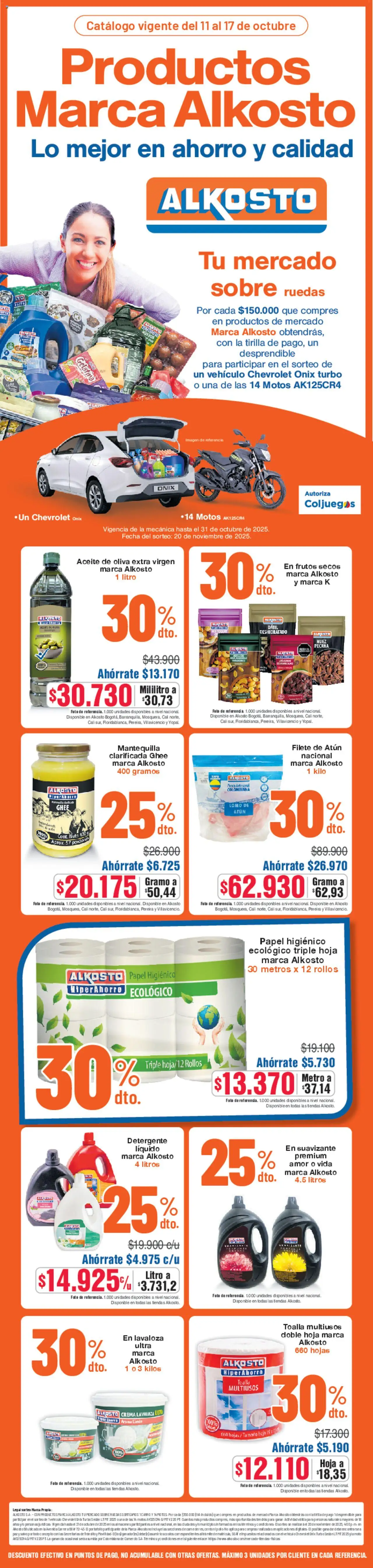 Alkosto Folleto > 11/10 - 17/10/2025 > Ofertas - Té, Frutos secos, Atún, Crema, Mantequilla, Ghee, Papel higienico, Detergente