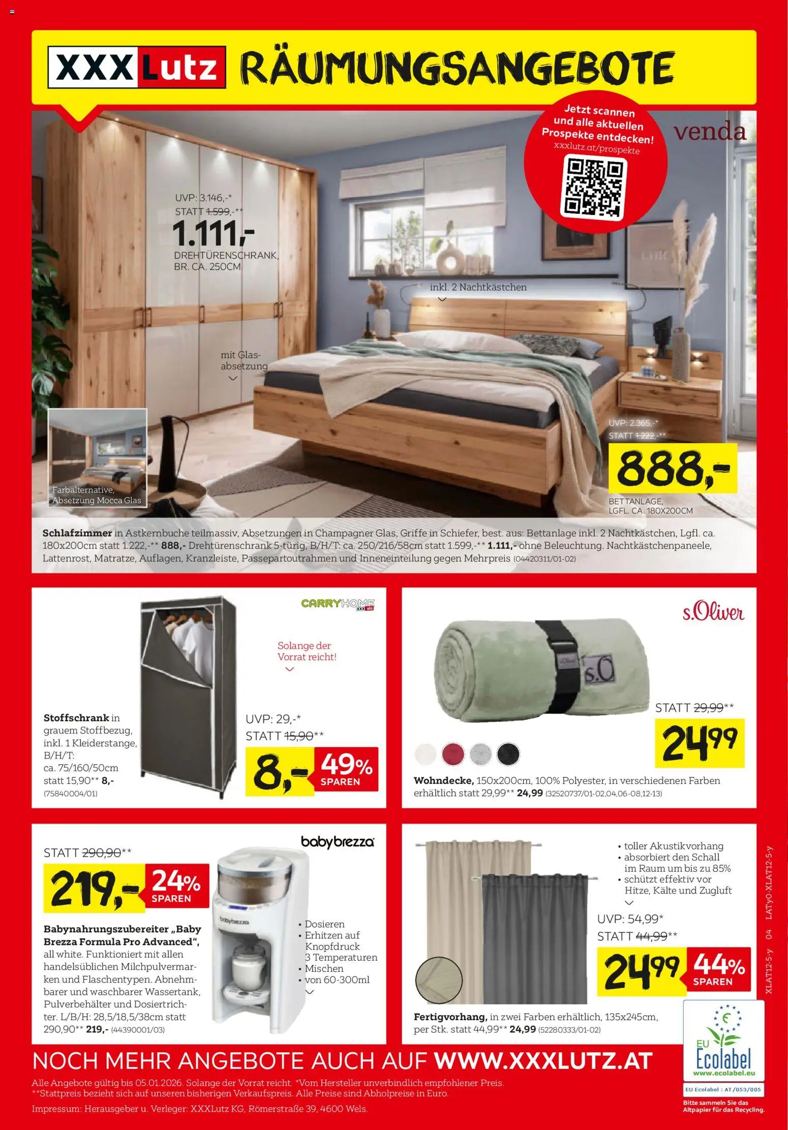 Vorschau der Angebote: XXXLutz Räumung Angebote gültig ab 22.12.2025