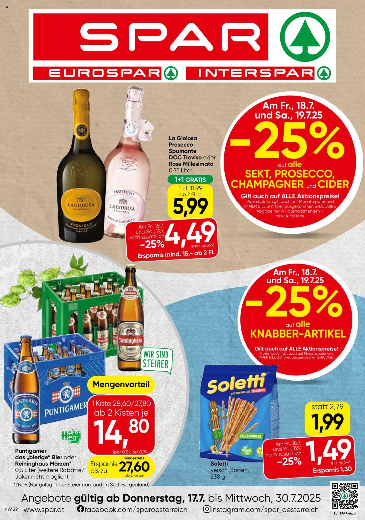  SPAR Flugblatt 17.07.2025 - Prospekt "Steiermark" - Seite 1