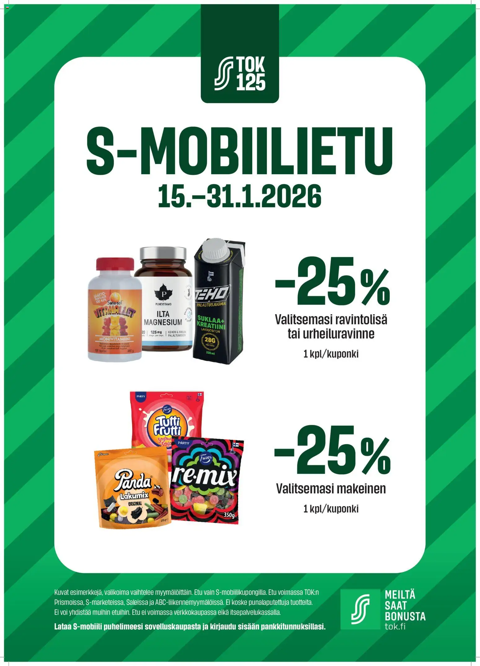 Kaupan S-market S-mobiilietu esikatselu, voimassa 15/01/2026 - Suklaa, Voi, Monivitamiini, Tutti