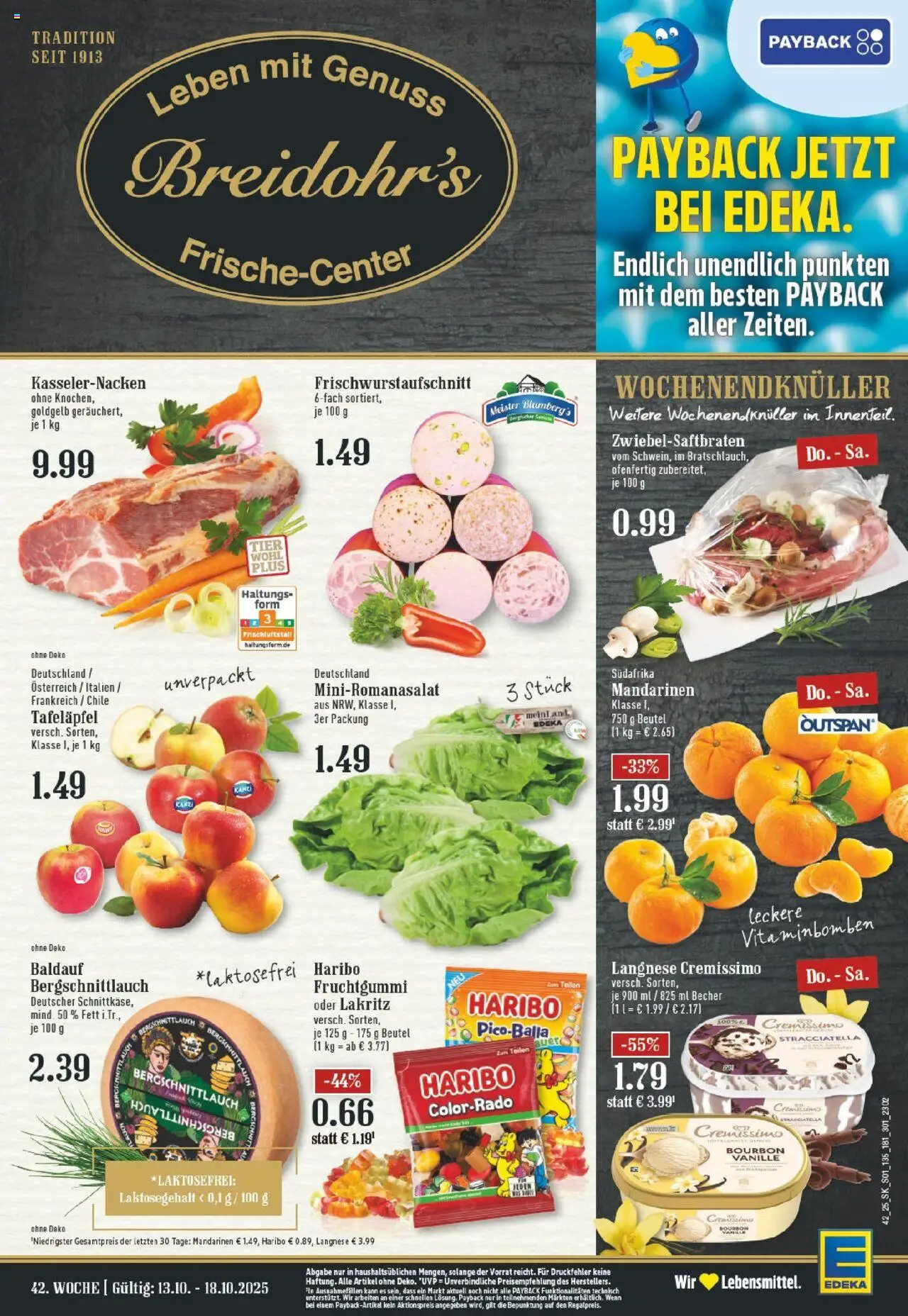 EDEKA Prospekt ab 13.10.2025 - Prospekt Hilden Online - Apple, Haribo, Vanille, Bourbon, Langnese, Mandarinen, Cremissimo, Langnese cremissimo