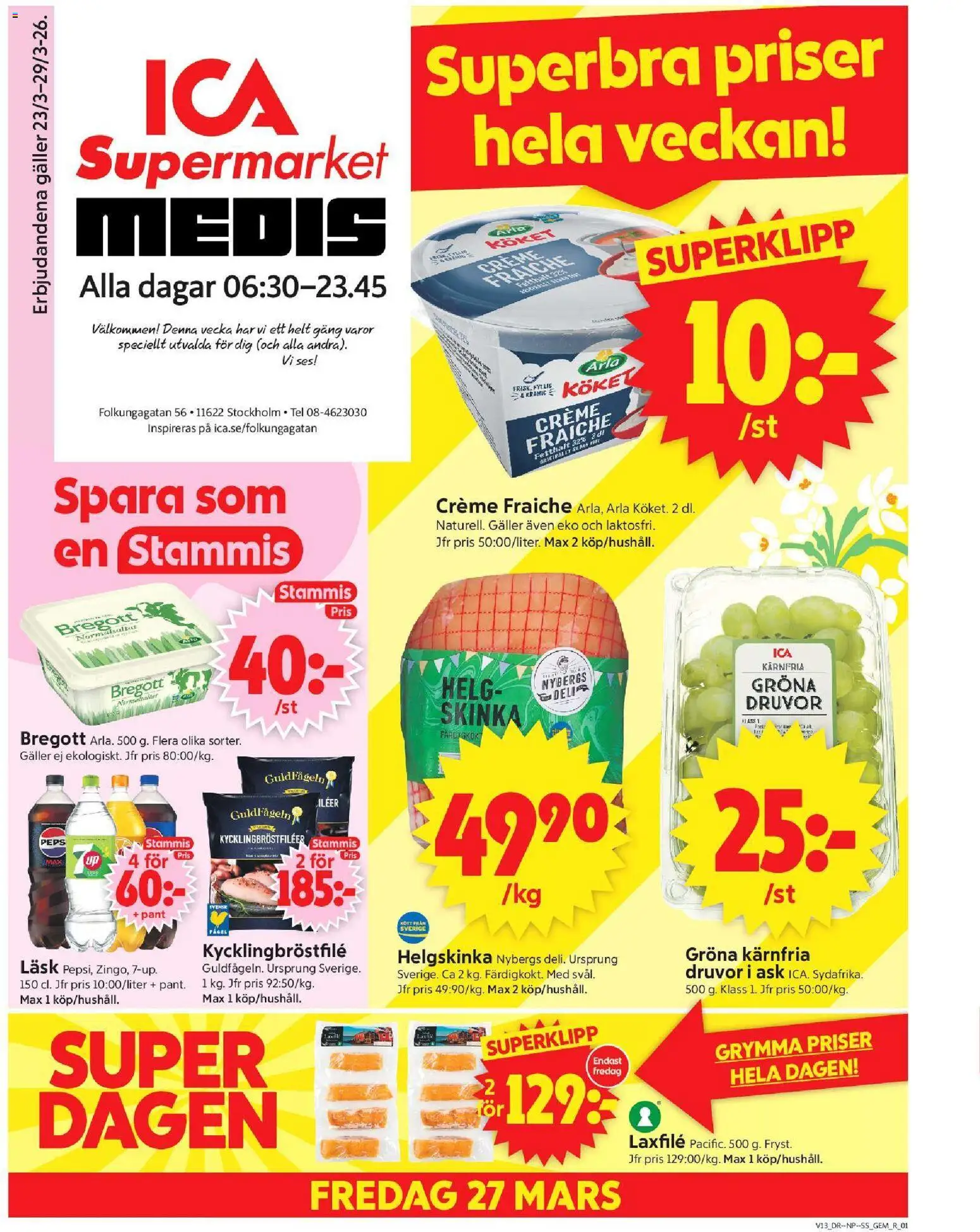 Förhandsgranska reklamblad Stockholm från butik ICA Supermarket gäller från 23/03/2026
