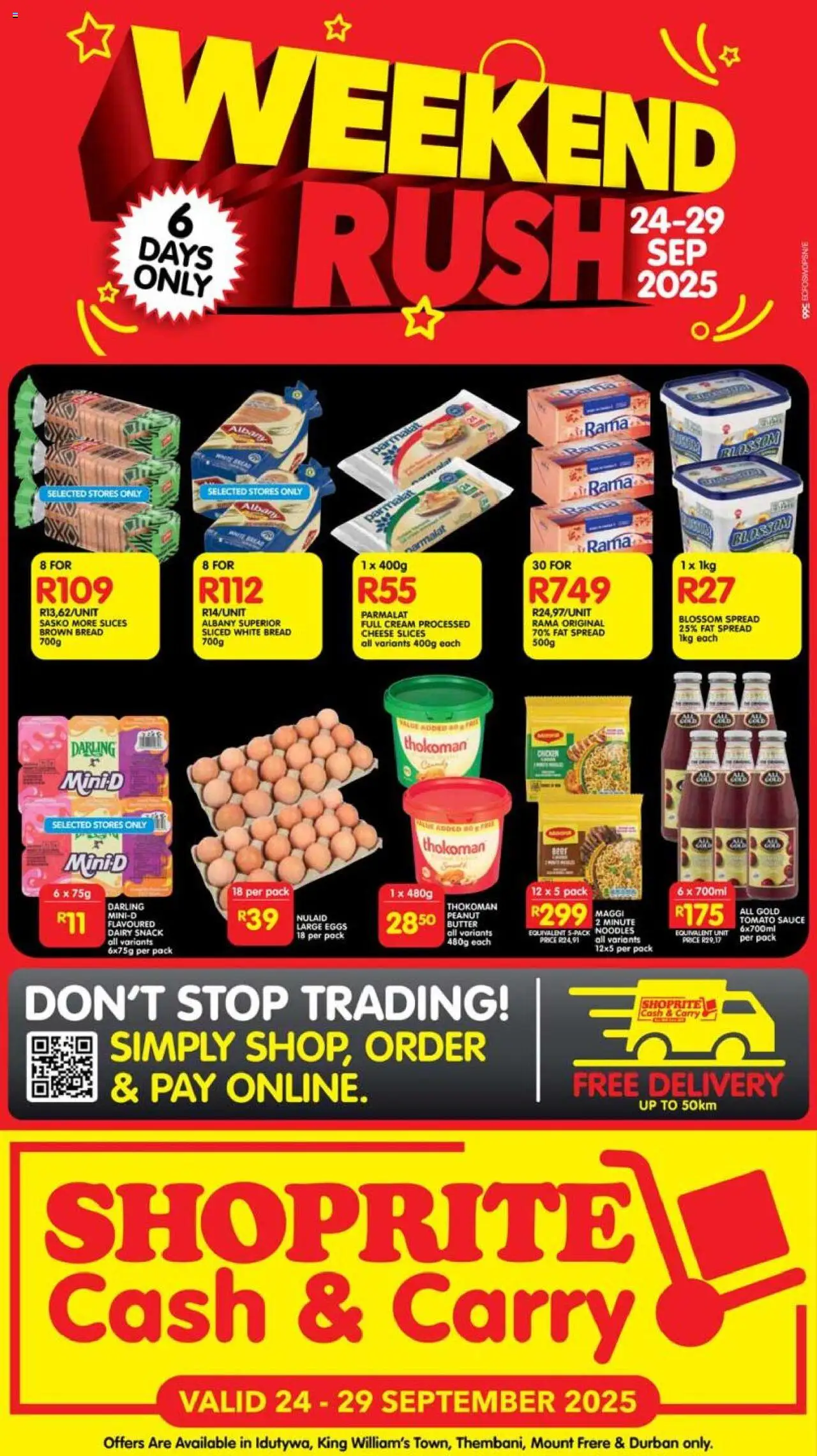 Shoprite Eastern Cape - Cash & Carry Weekend Rush 24/09 - 29/09/2025 >> Catalogue