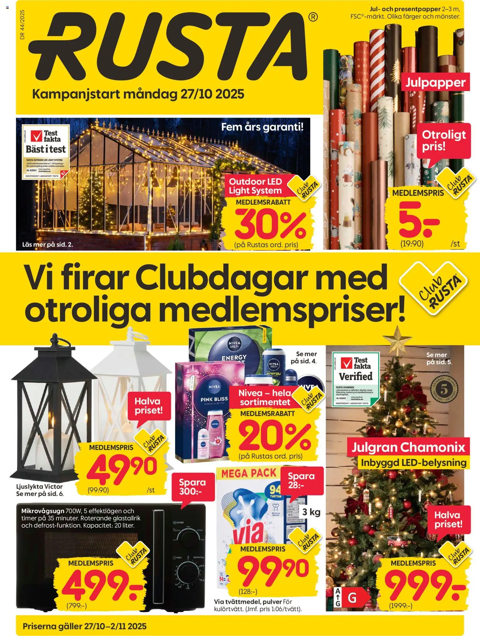Aktuella reklamblad Rusta är giltig 27/10 2025 > Veckans Erbjudanden gäller från 27/10/2025 till 02/11/2025 sidnummer 1