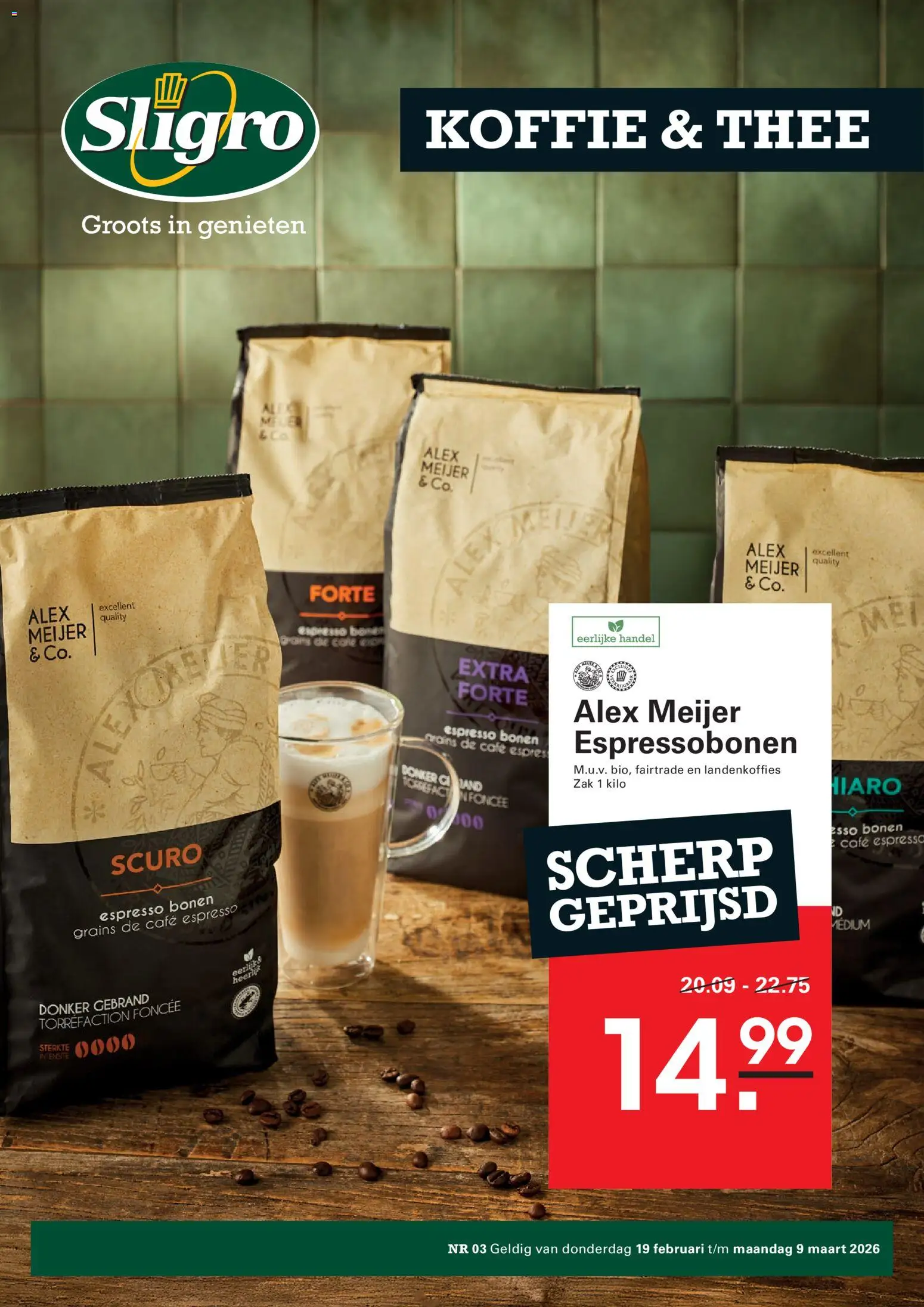 Voorbeeld van Koffie special van winkel Sligro geldig vanaf 19-02-2026 - Koffie, Thee, Bonen, Zak