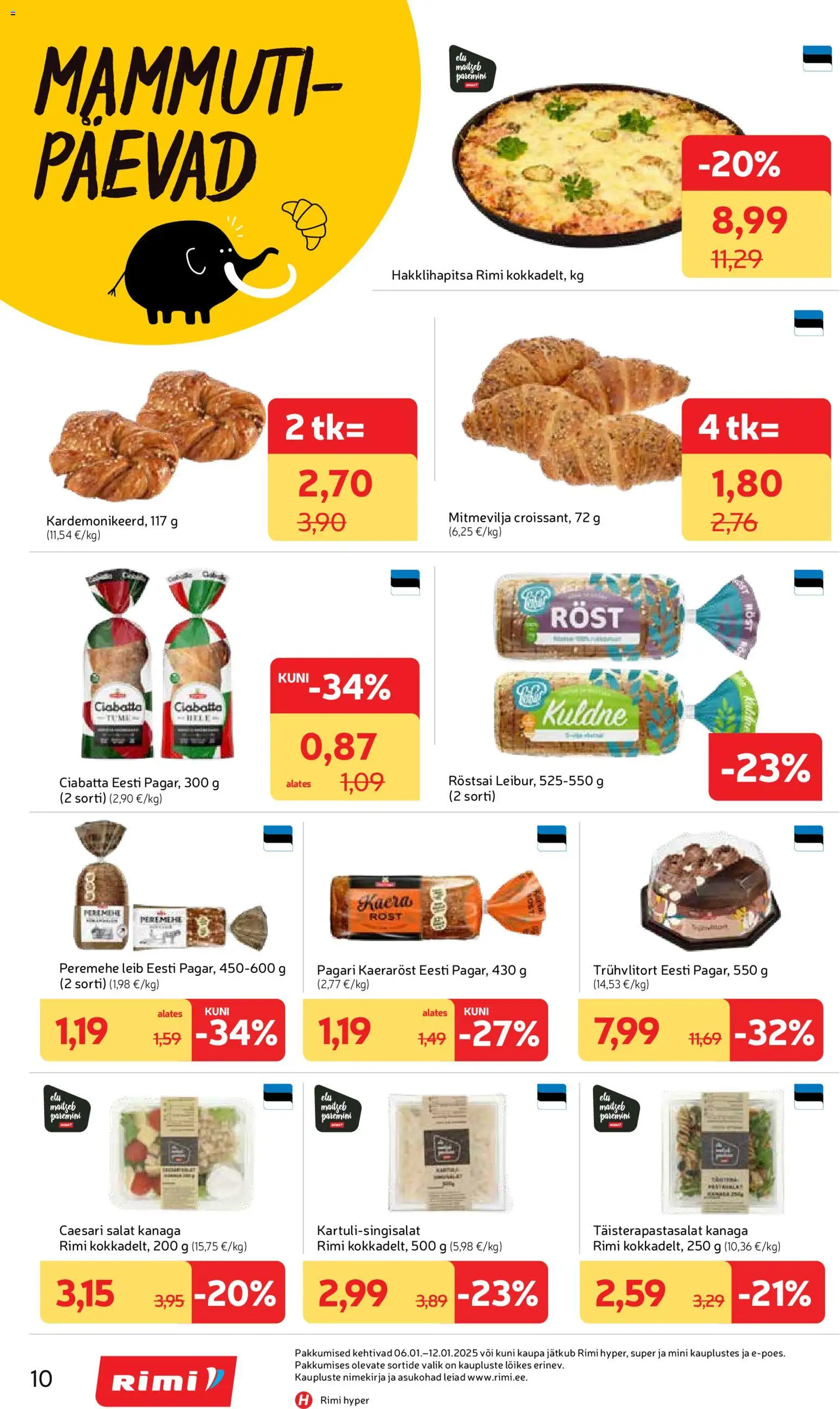 Rimi kliendilehe eelvaade alates 2026.01.06