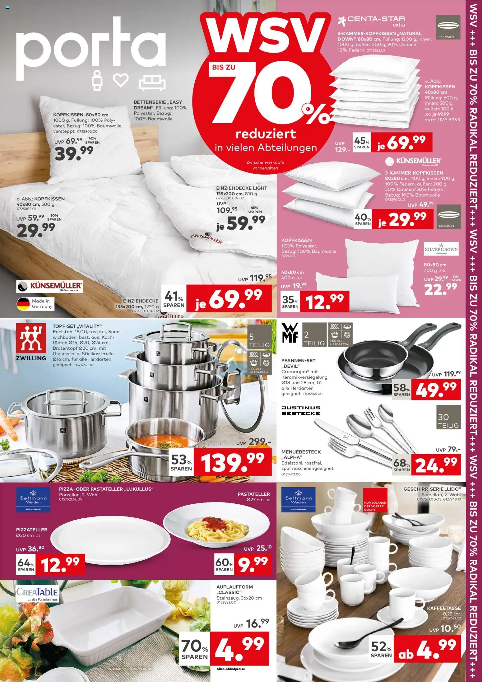 Vorschau von dem Prospekt des Geschäftes Porta!, gültig ab dem 19.01.2026 - Pizza, Kopfkissen