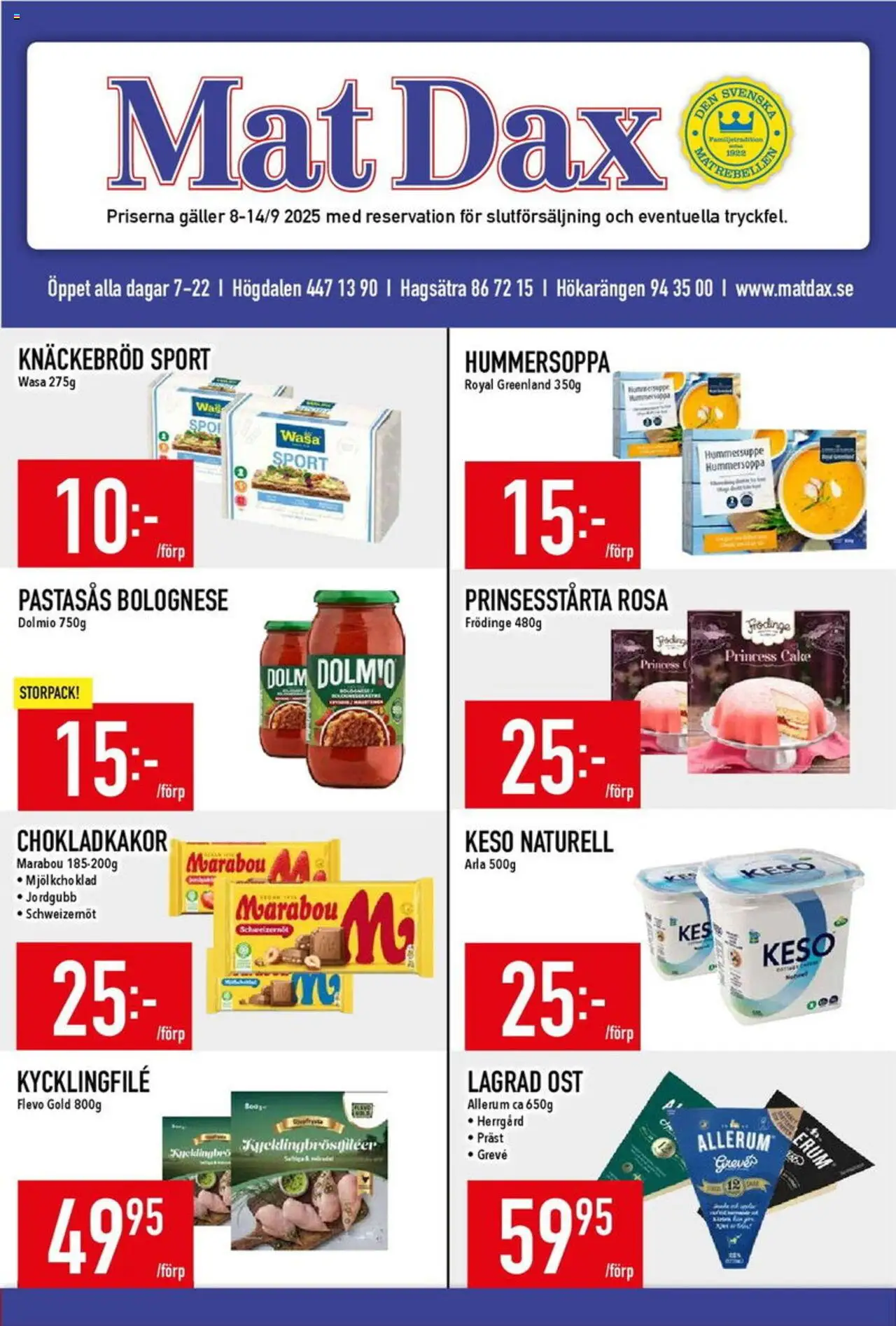 Aktuella reklamblad Matdax är giltig 08/09 2025 > Veckans Erbjudanden gäller från 08/09/2025 till 14/09/2025 sidnummer 1
