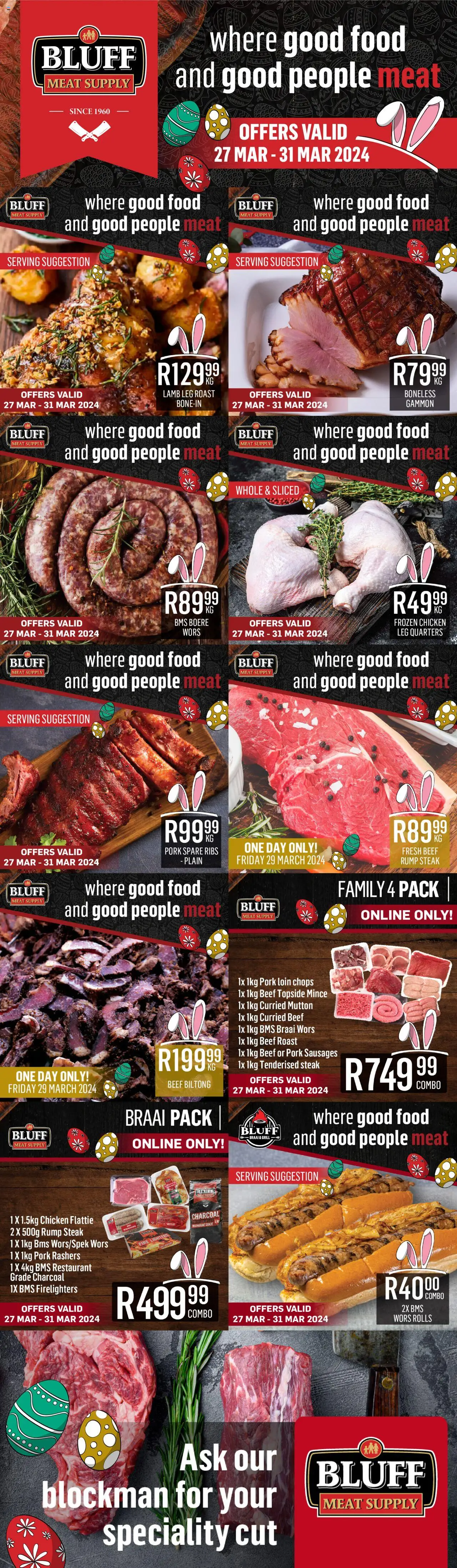 Bluff Meat Supply Weekly Specials from 27/03 - 31/03/2025 > Promotions - Chicken, Steak, Ribs, Grill, Pork, Beef