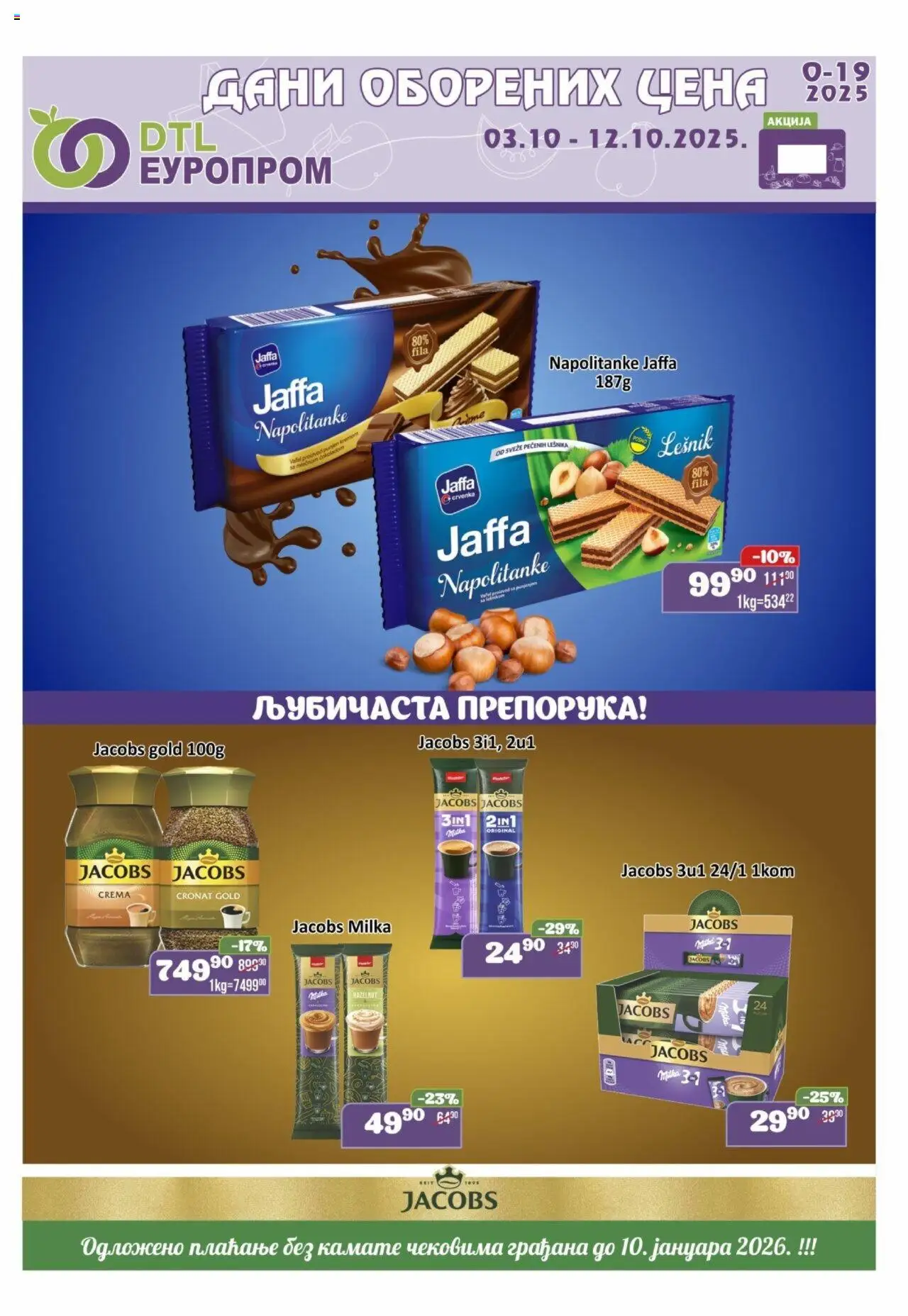 Europrom katalog važi od 03.10.2025 - stranica 1 - Milka, Lešnik, Napolitanke