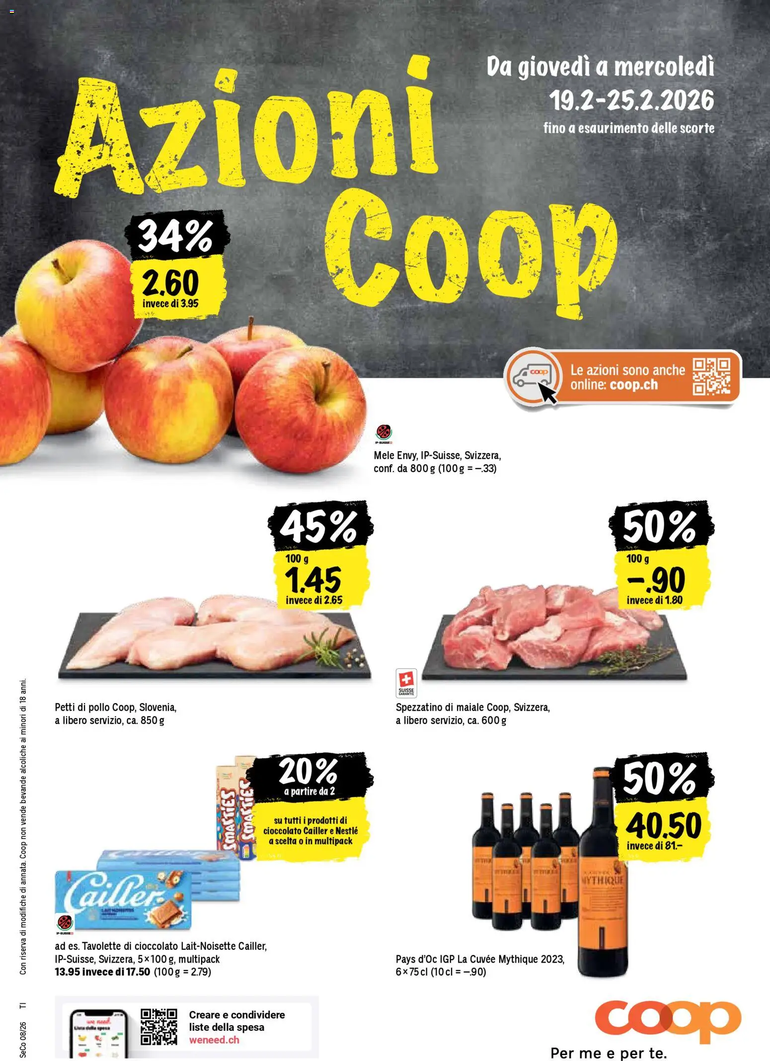 Vorschau des Merkblatts Una settimana di azioni vom Shop Coop gültig von 19.02.2026 bis 25.02.2026