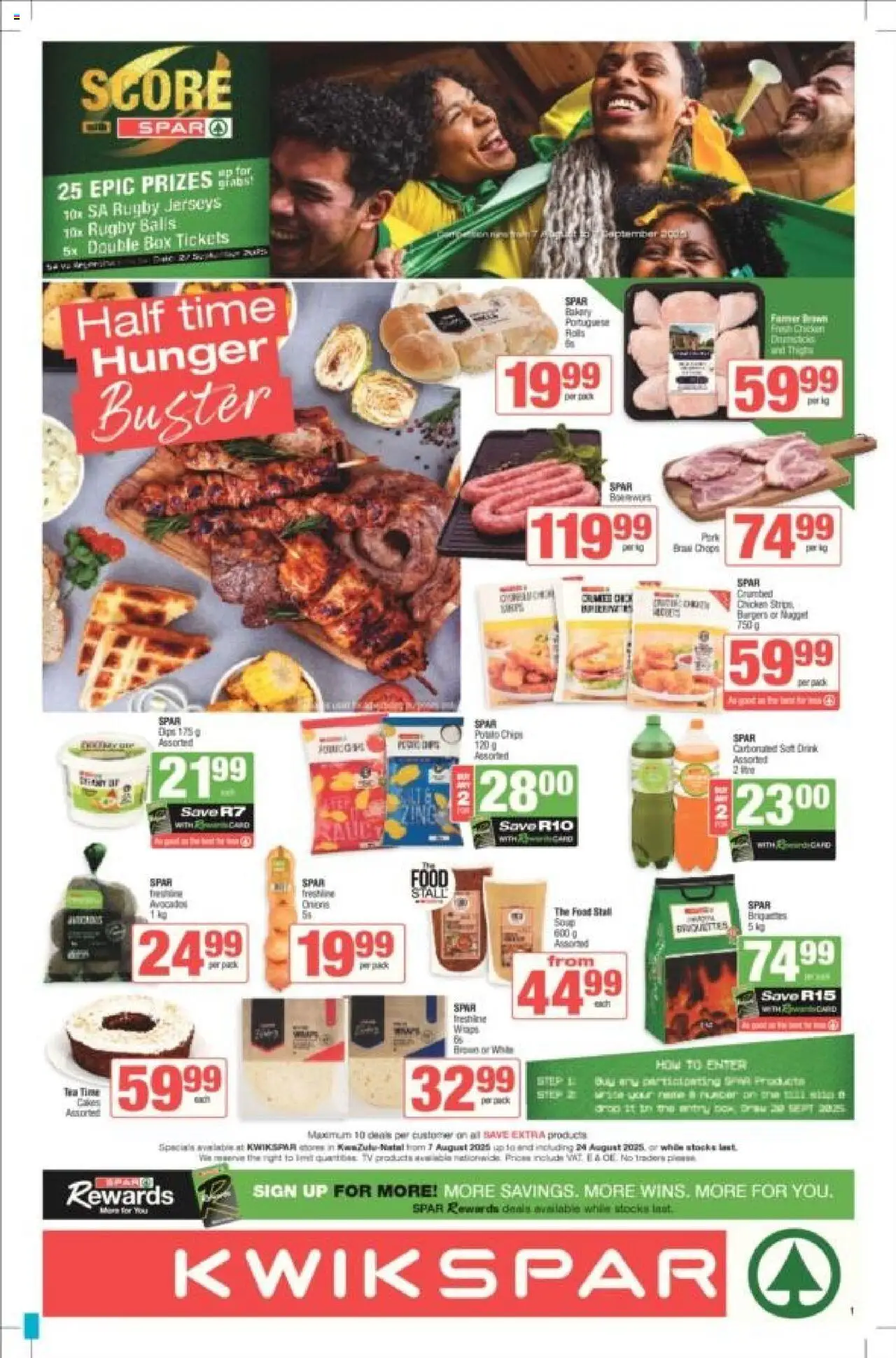 KWIKSPAR Kwazulu-Natal - Weekly Specials from 07/08 - 24/08/2025 > Promotions - TV, Burgers, Tea, Box, Chips, Pork