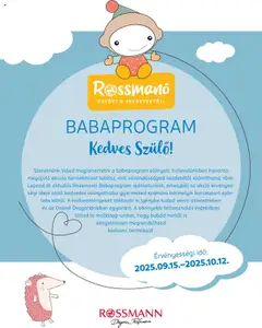 Rossmann - Babaprogram megtekintése, amely érvényes 2025.09.15.-től